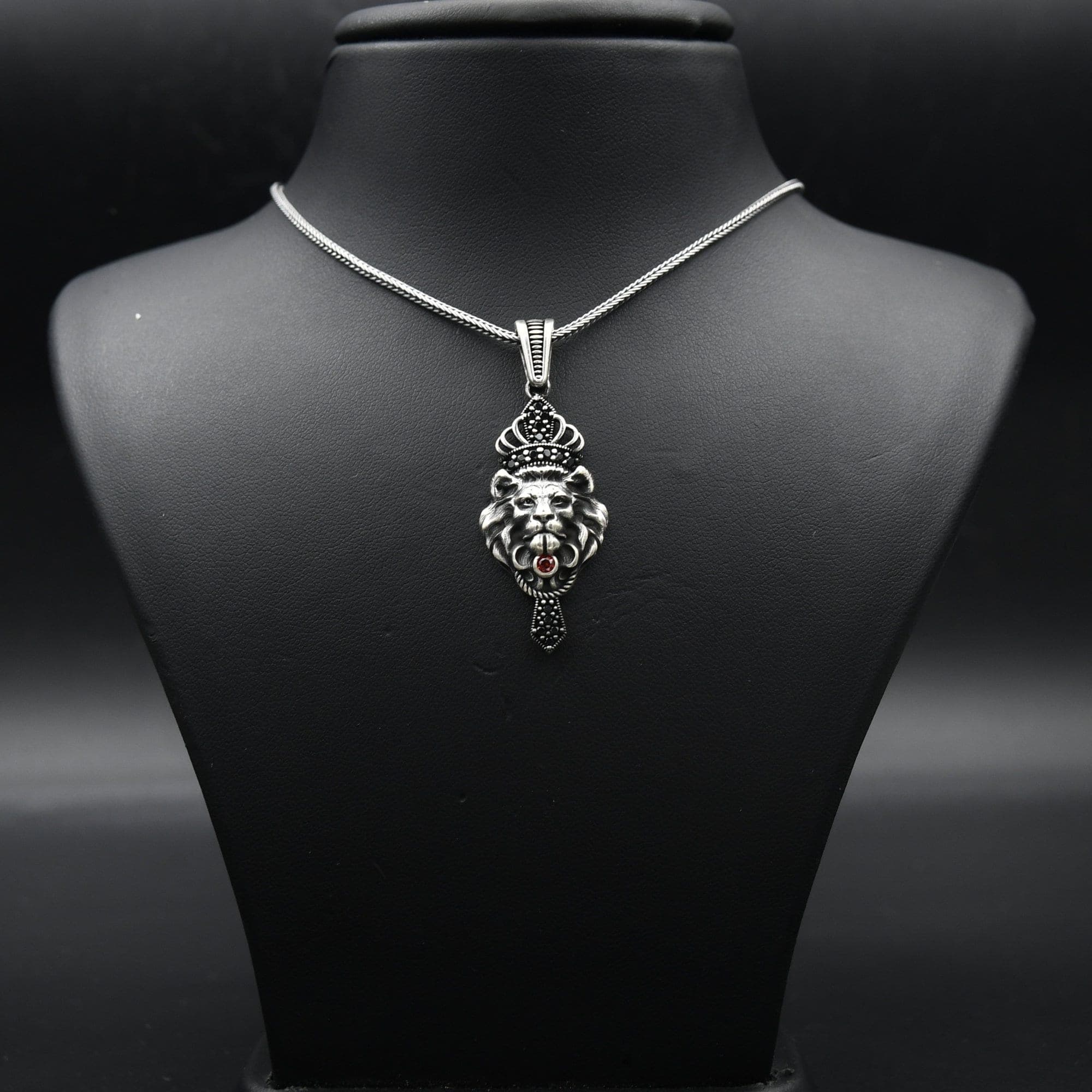 Crowned Lion Silver Necklace, 925 Sterling Silver Necklace, Lion King Silver Necklace, Lion Charm With Chain, Handmade Necklace - image 5