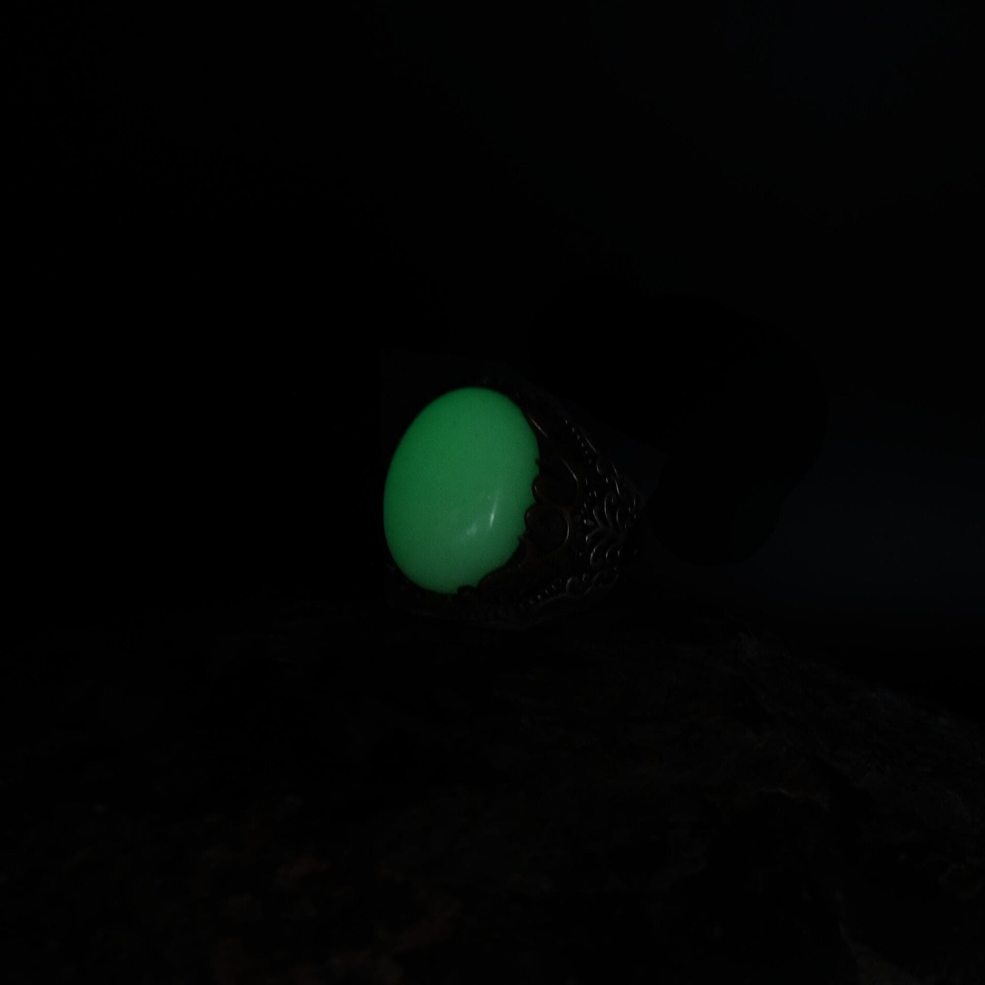 Luminous Energy Stone Ring, Mens Handmade Ring, Phosphorescent Stone Silver Ring, 925 Sterling Silver ring, Gift For Men, Turkish Ring - image 3