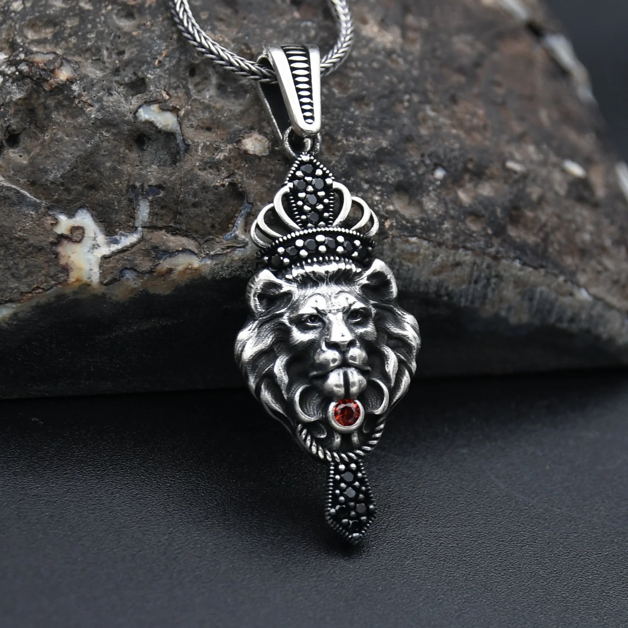 Crowned Lion Silver Necklace, 925 Sterling Silver Necklace, Lion King Silver Necklace, Lion Charm With Chain, Handmade Necklace - image 4