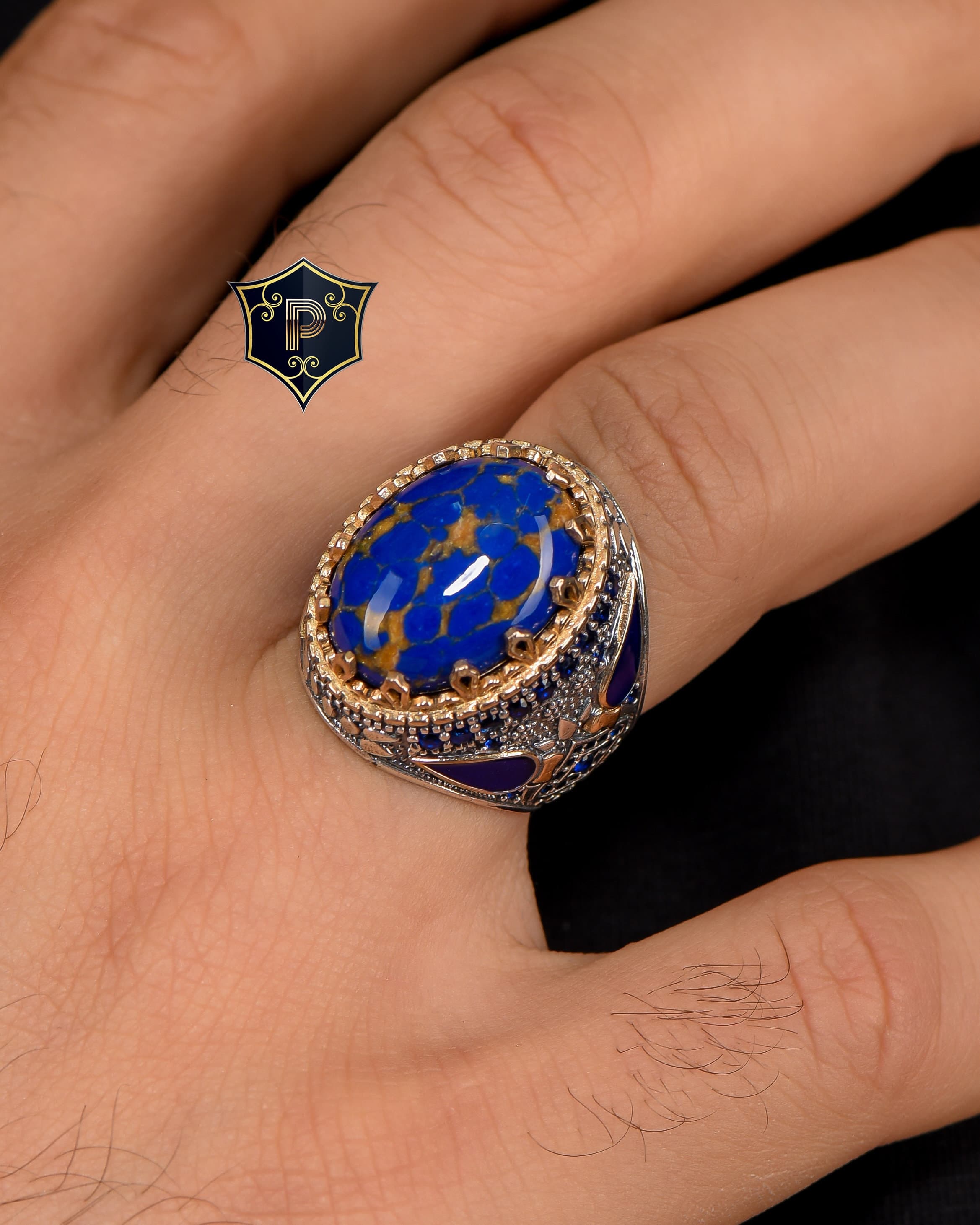 Lapis lazuli Gemstone Ring, 925 Sterling Silver Ring, Turkish Ring, Mens Handmade Ring, Gift for Him, Unique Mens Jewelry - image 3