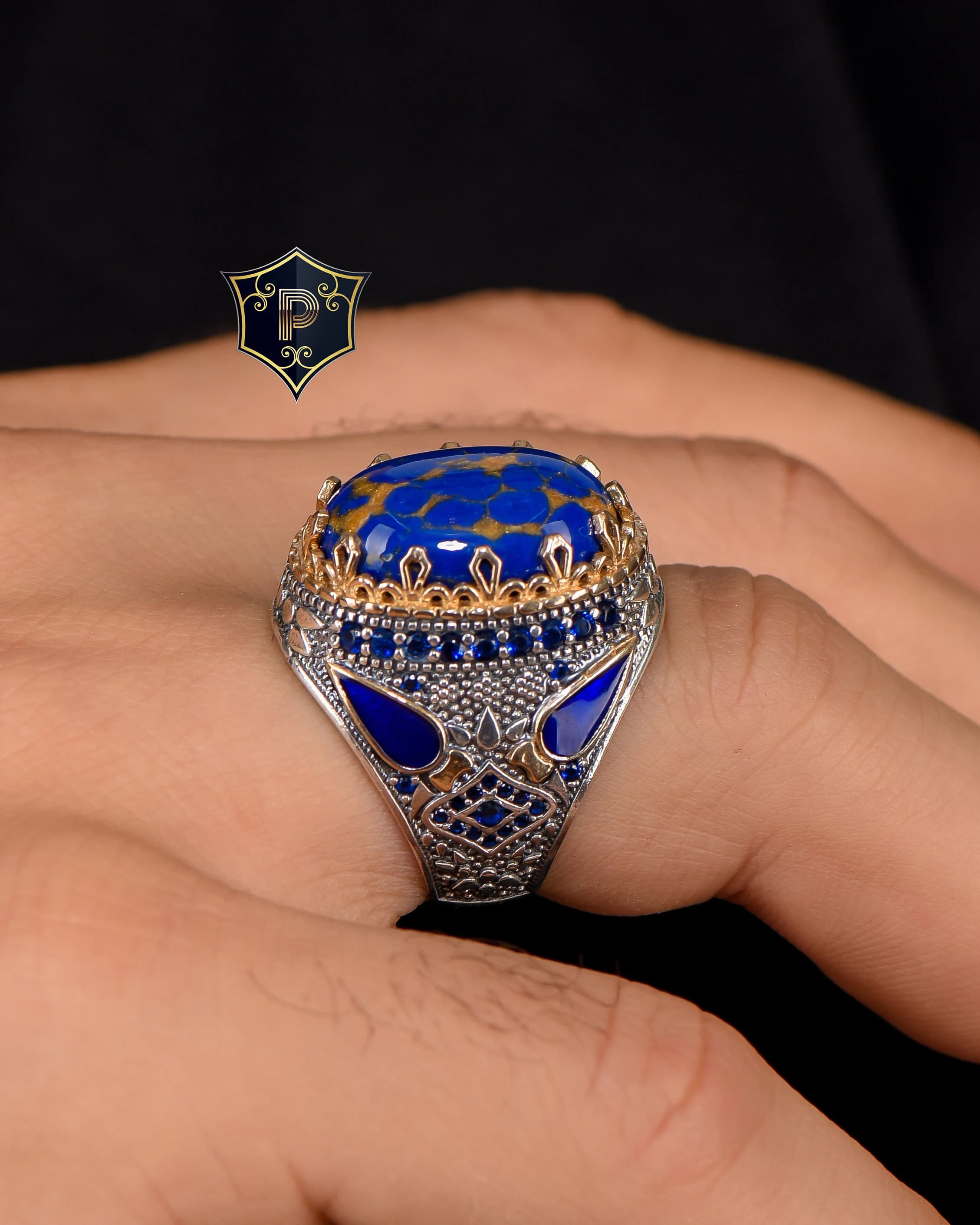 Lapis lazuli Gemstone Ring, 925 Sterling Silver Ring, Turkish Ring, Mens Handmade Ring, Gift for Him, Unique Mens Jewelry - image 4