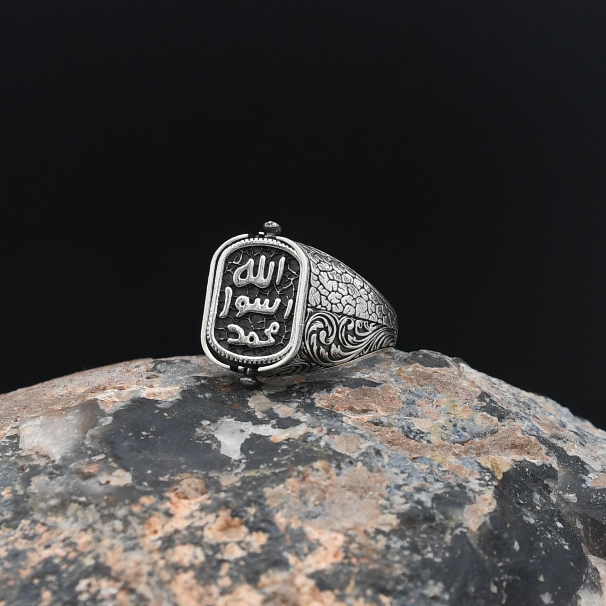 Seal of Prophet Muhammad Silver Ring, Double Sided Ring, 925 Sterling Silver Ring, Onyx Gemstone Ring, İslamic Men Ring, Muslim Gift - image 4