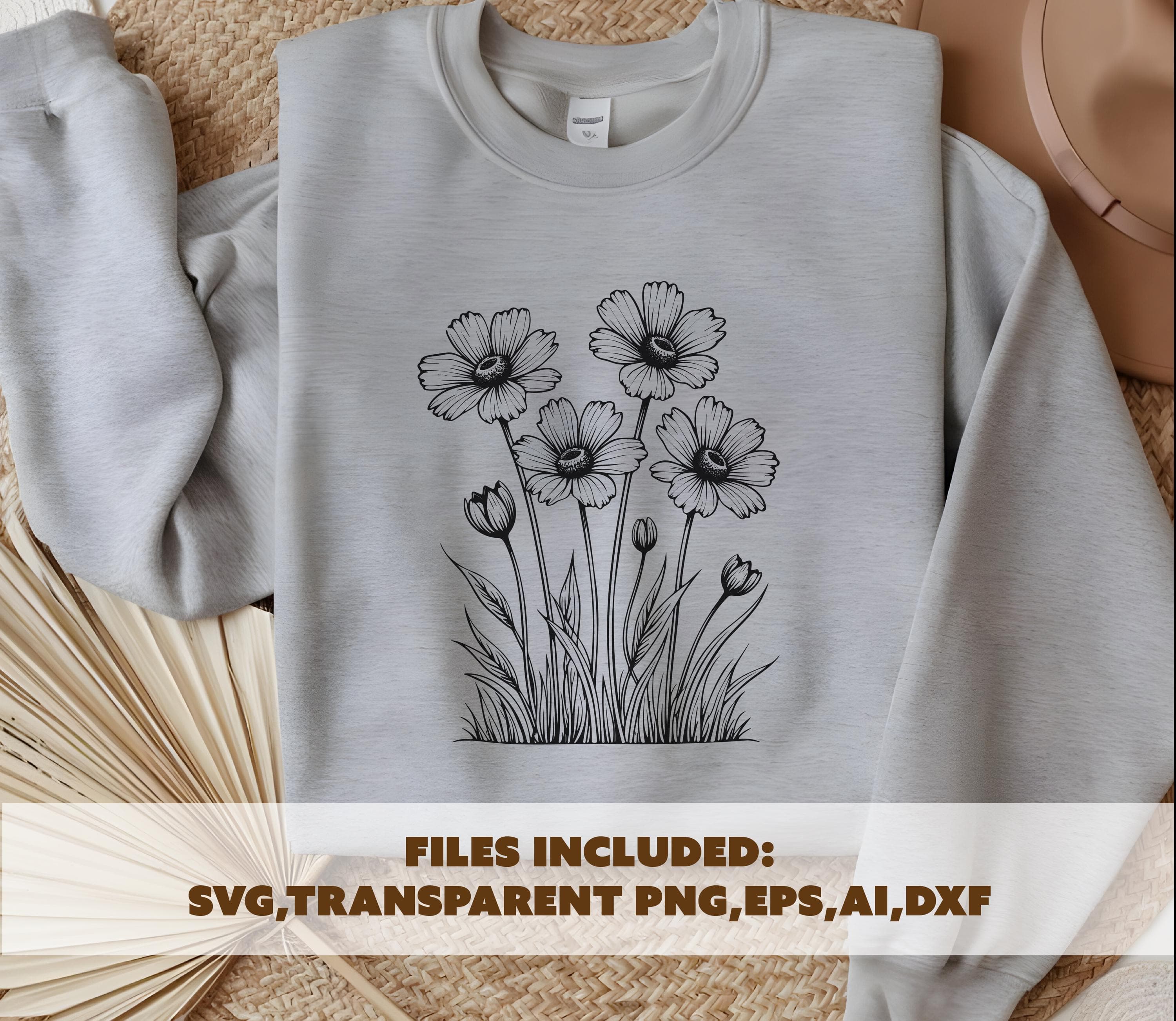 Wildflower svg, floral line art png, boho flower design, garden flowers svg, flower clipart png, floral svg - image 3