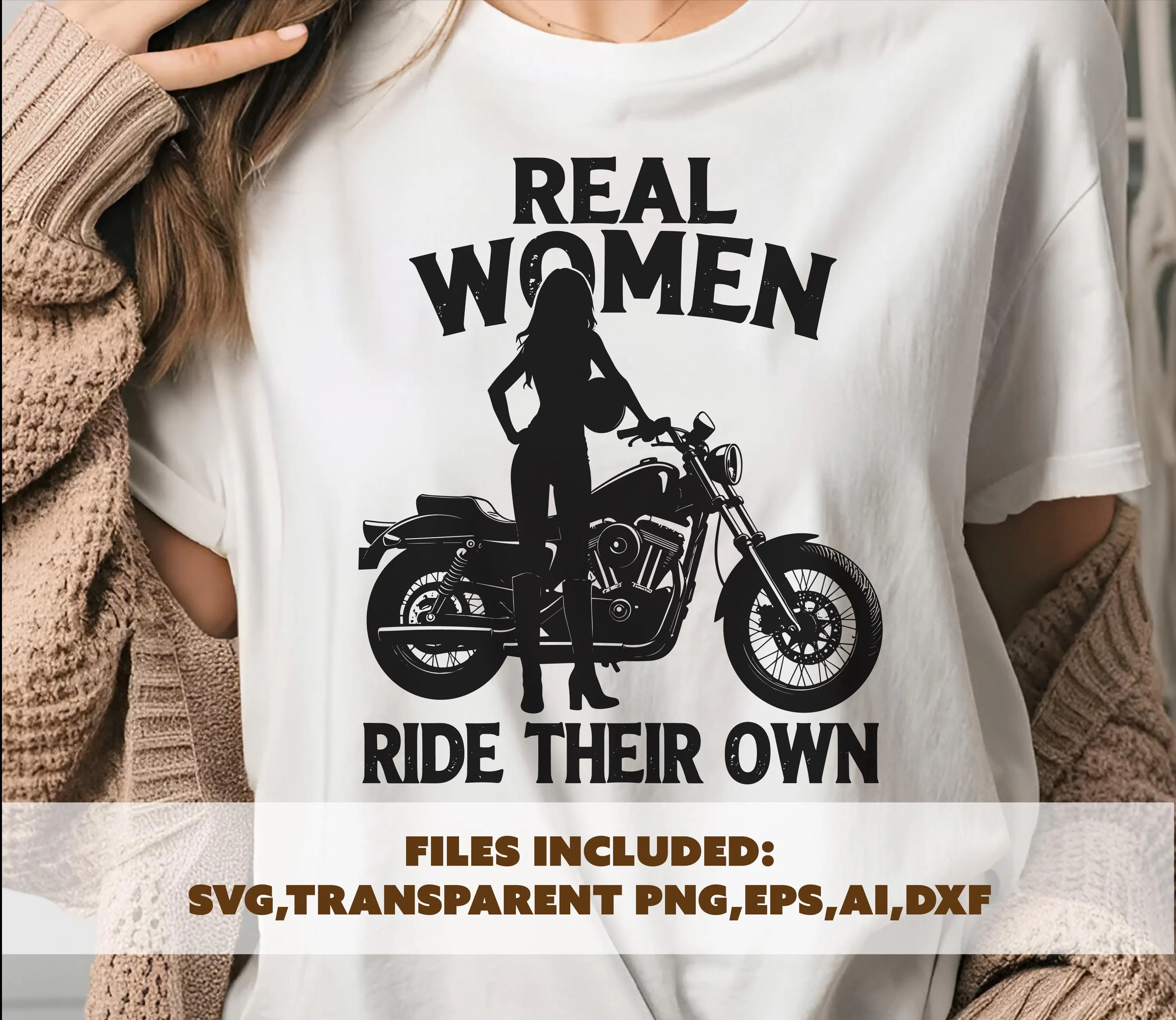 Real women ride their own svg, biker woman png, motorcycle T-Shirt png, women’s empowerment design, biker svg files, motorcycle woman vector - image 5