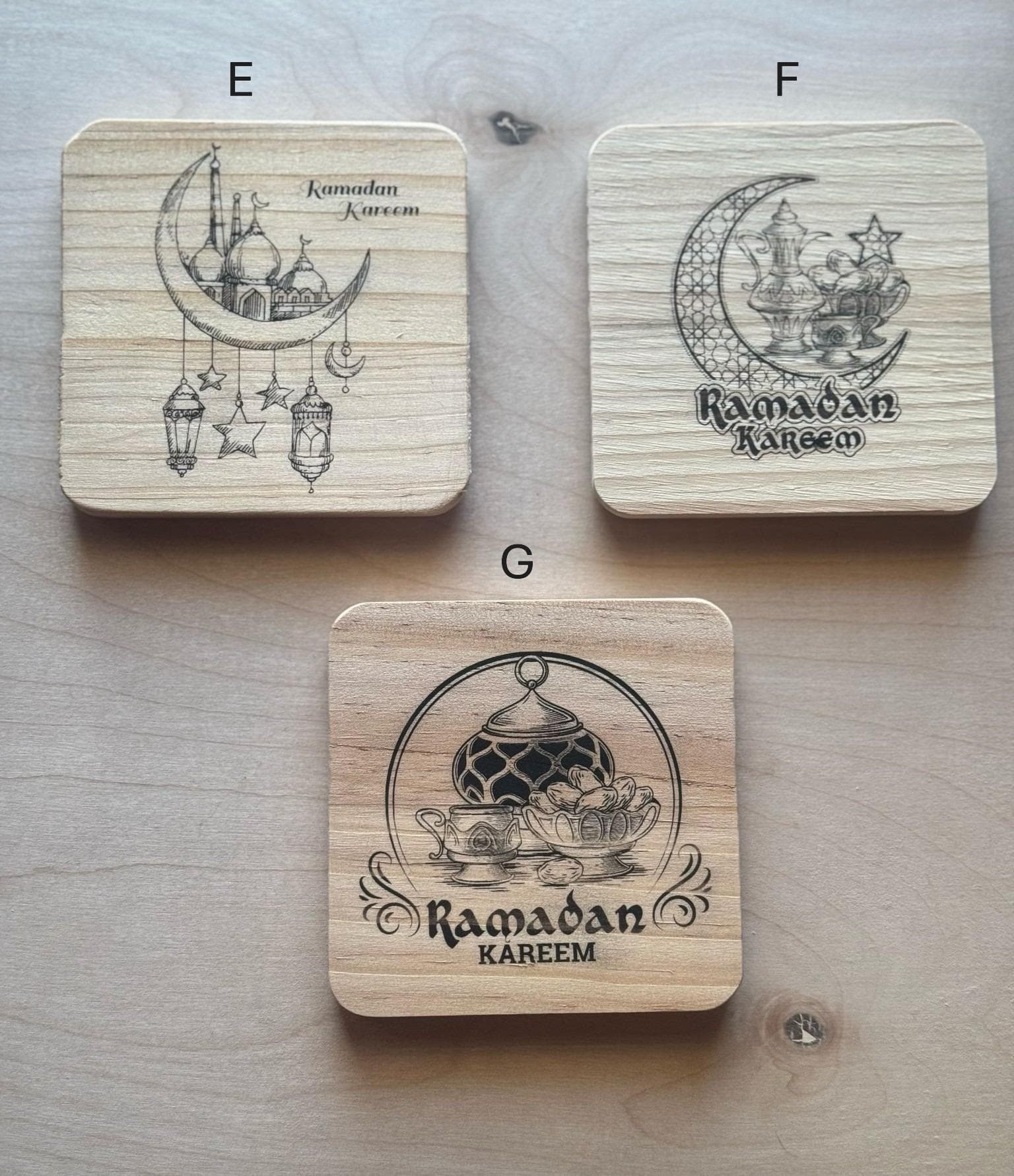 Ramadan Kareem Coasters, Set of 4 – Mix & Match Islamic Wooden Drink Coasters, Eid Decor, Muslim Home Gift, Ramadan Gift Idea - image 2