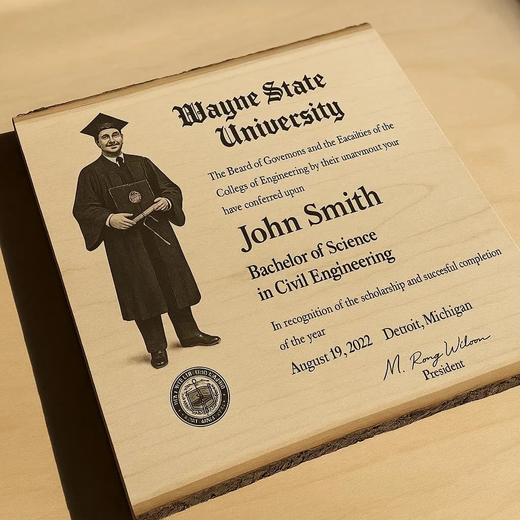 Custom Graduation Photo & Degree Wood Plaque | Personalized College Gift | Laser Engraved Keepsake - image 5