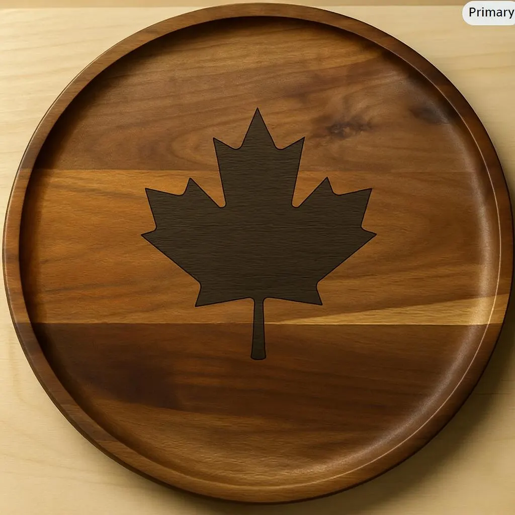Handcrafted Acacia Wood Maple Leaf Serving Tray – Canadian Decor