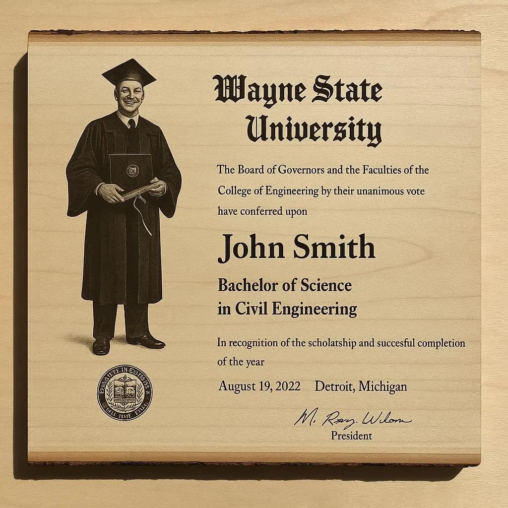 Custom Graduation Photo & Degree Wood Plaque | Personalized College Gift | Laser Engraved Keepsake - image 3