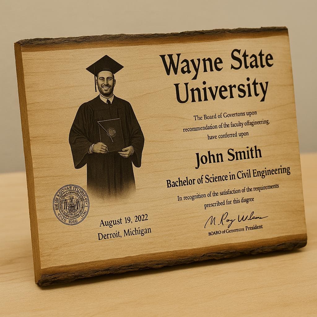 Custom Graduation Photo & Degree Wood Plaque | Personalized College Gift | Laser Engraved Keepsake - image 4