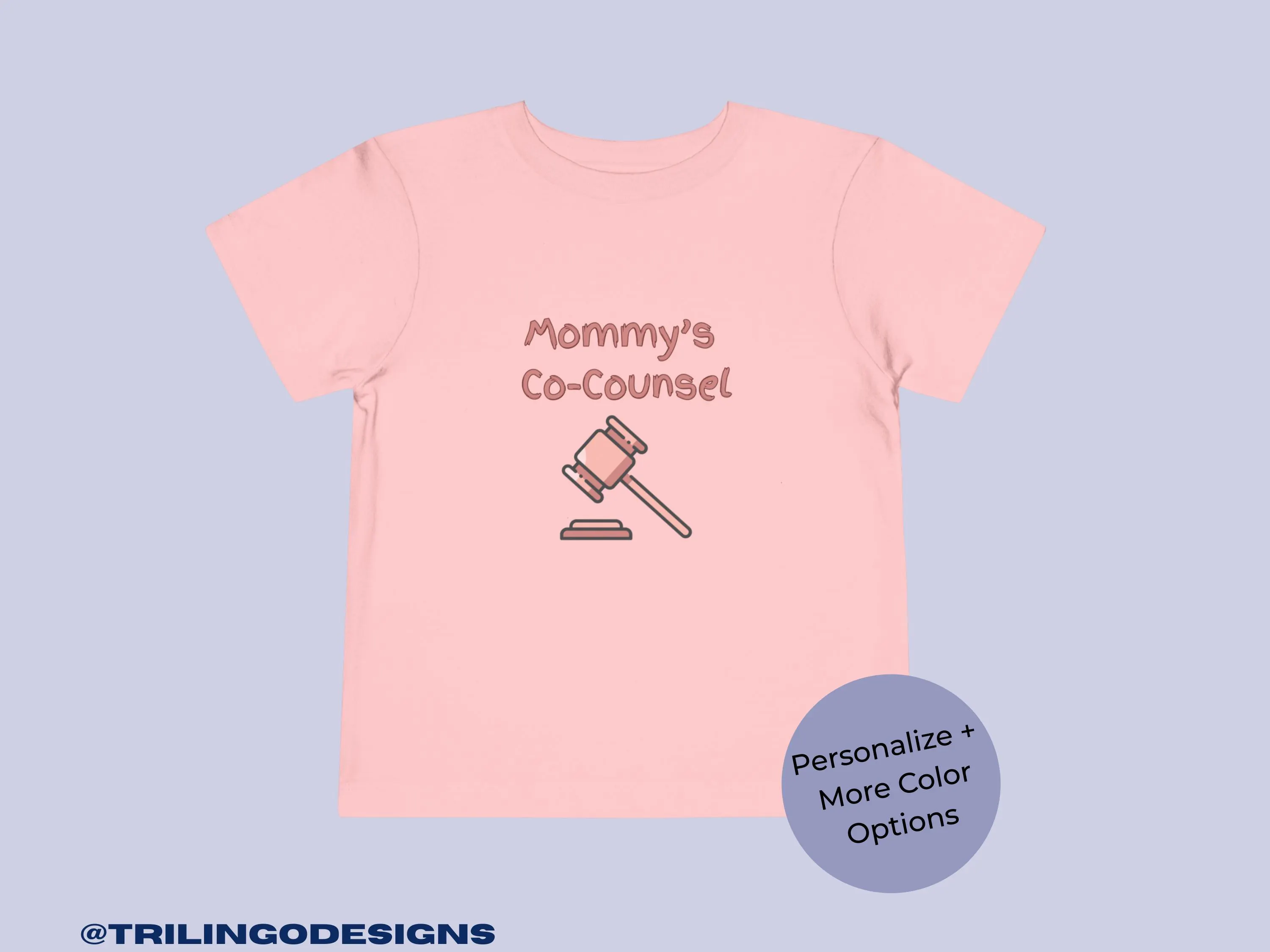 Personalized Mommy's Co-Counsel Toddler Shirt, Future Lawyer Gift