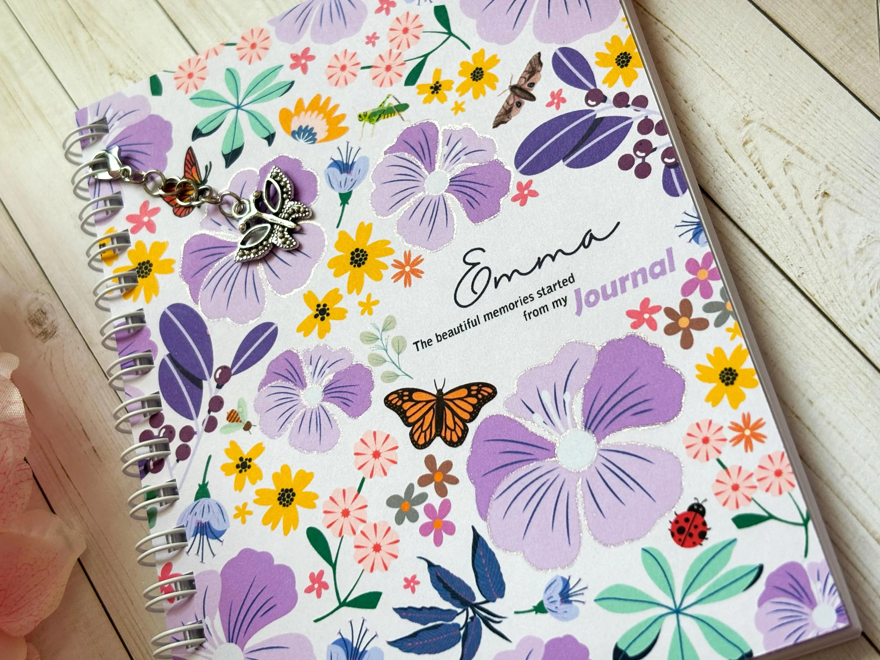 Purple Personalized Wildflowers Journal: Handmade Glittery Notebook for Girls - image 4