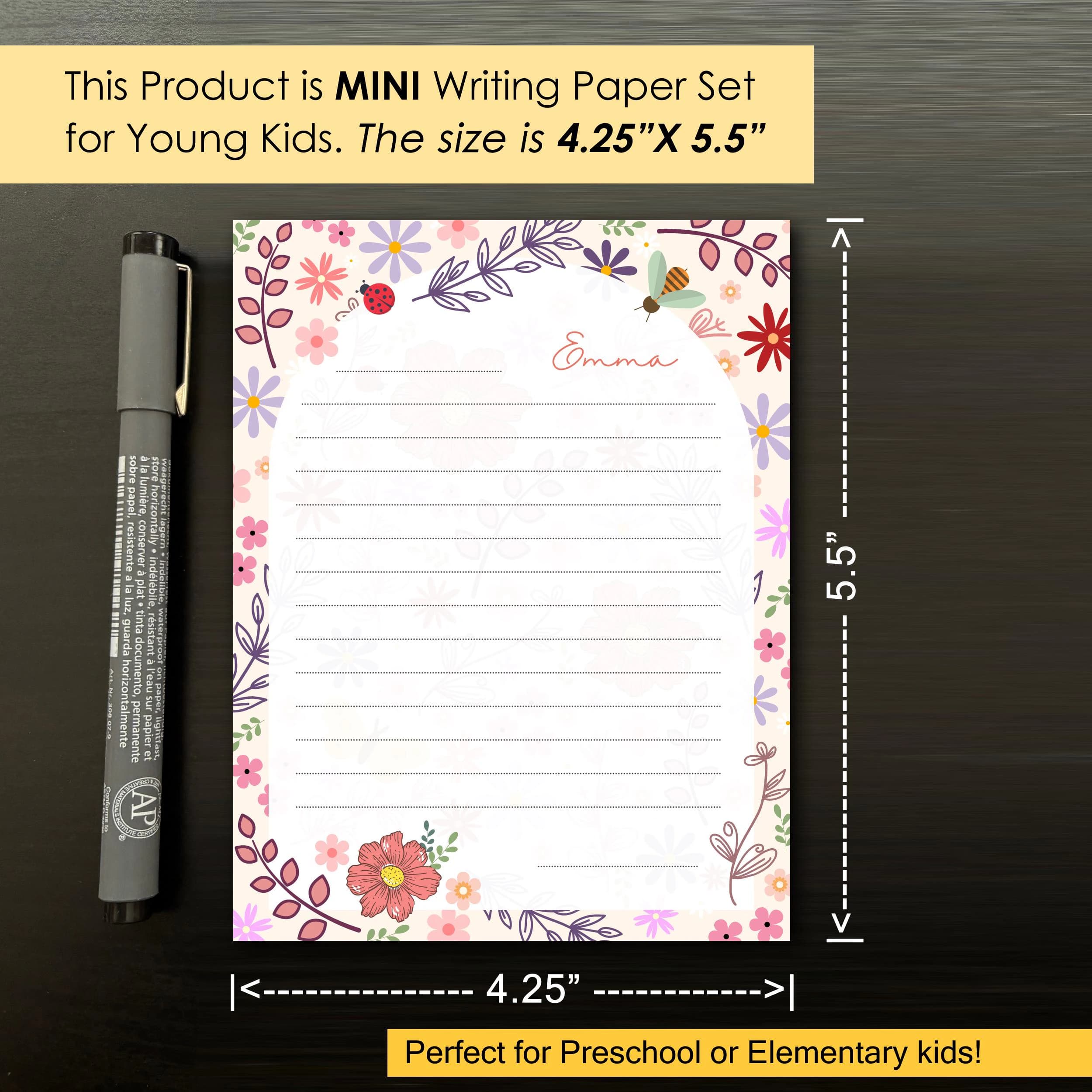 Personalized Wildflower Stationery Set: Kids Letter Writing Papers 4.25x5.5 Note - image 3