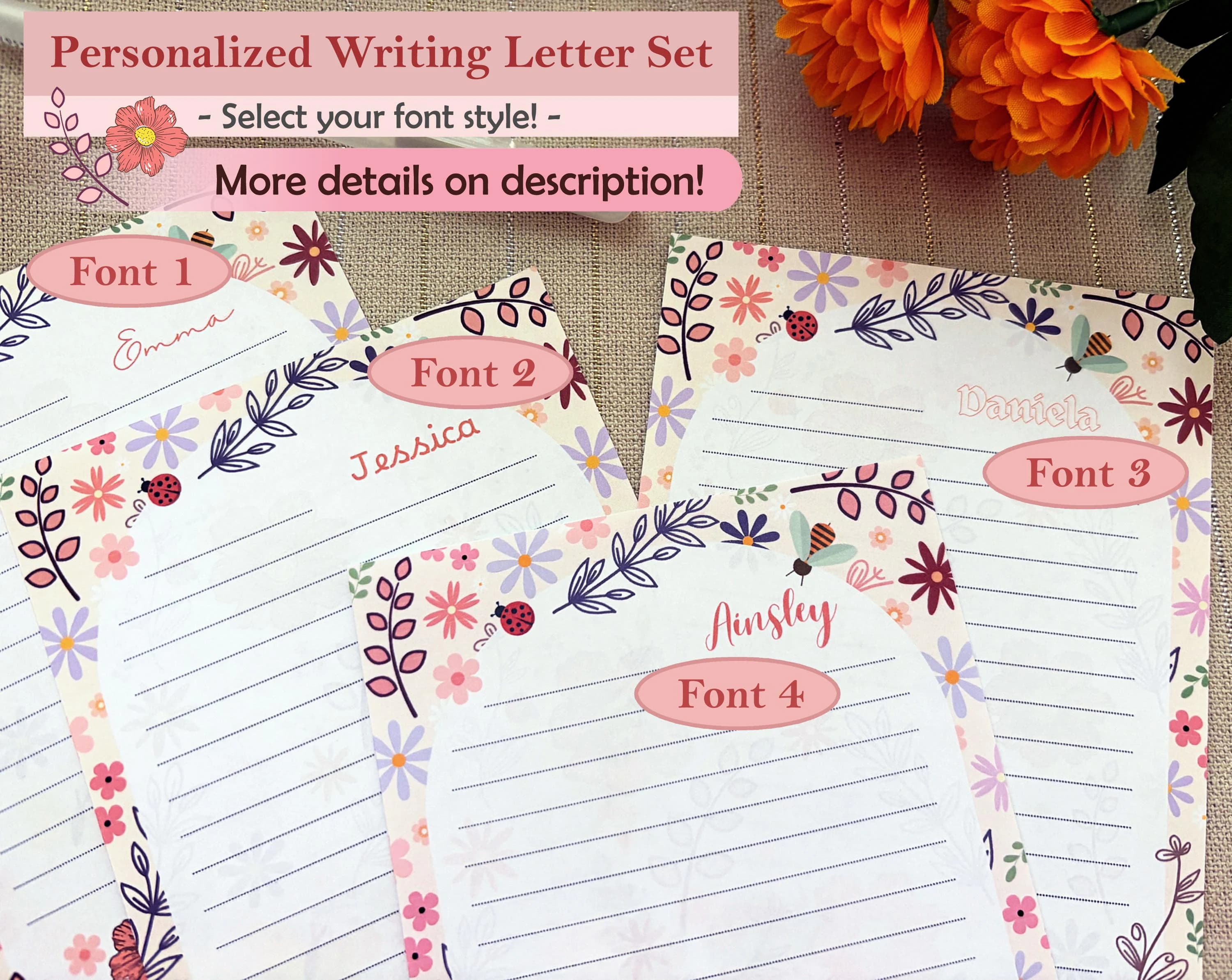 Personalized Wildflower Stationery Set: Kids Letter Writing Papers 4.25x5.5 Note - image 4