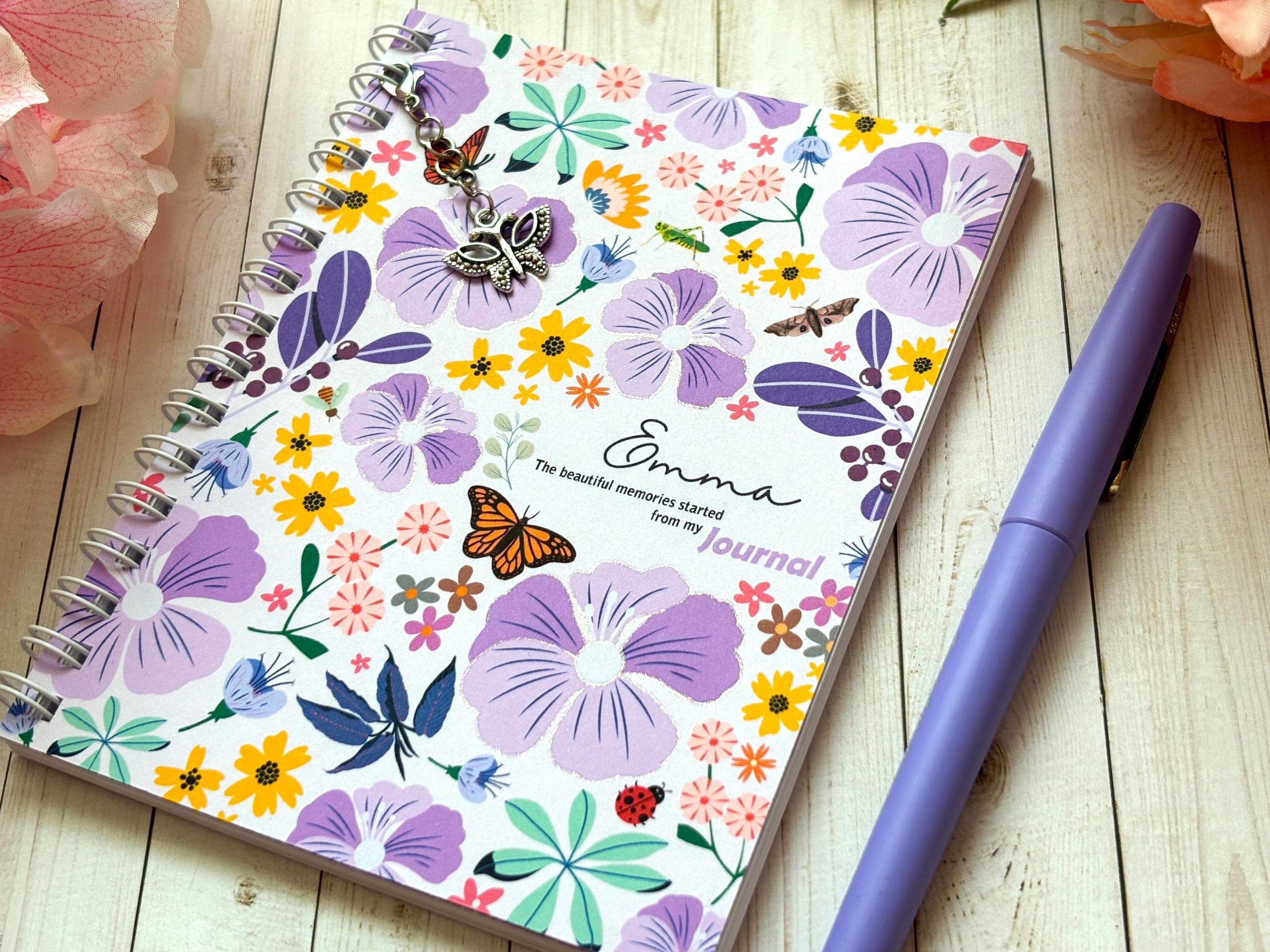 Purple Personalized Wildflowers Journal: Handmade Glittery Notebook for Girls - image 5