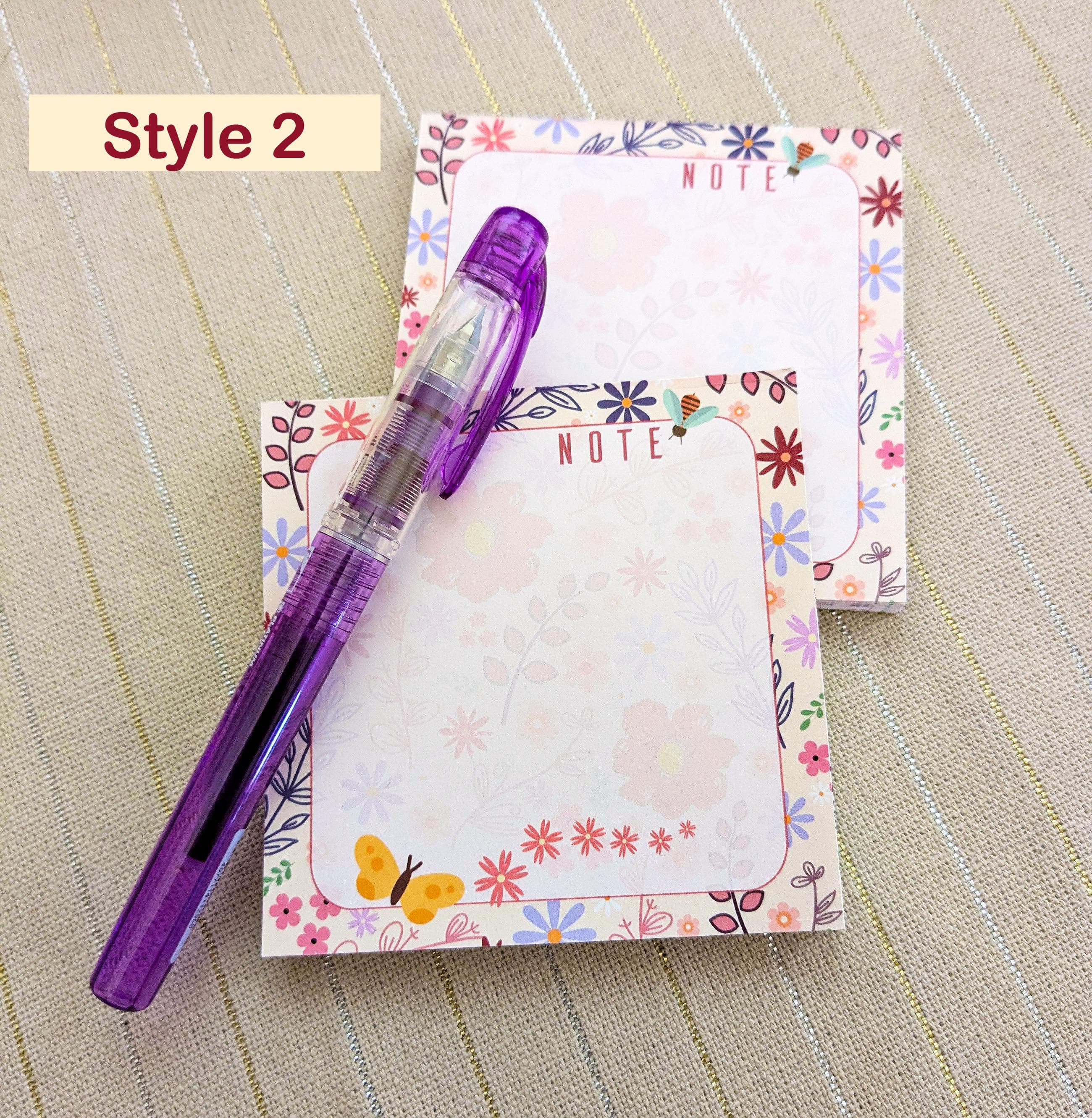 Floral Notepad: Wildflower Memo Pad, Handmade Stationery Tear Away Notes - image 5
