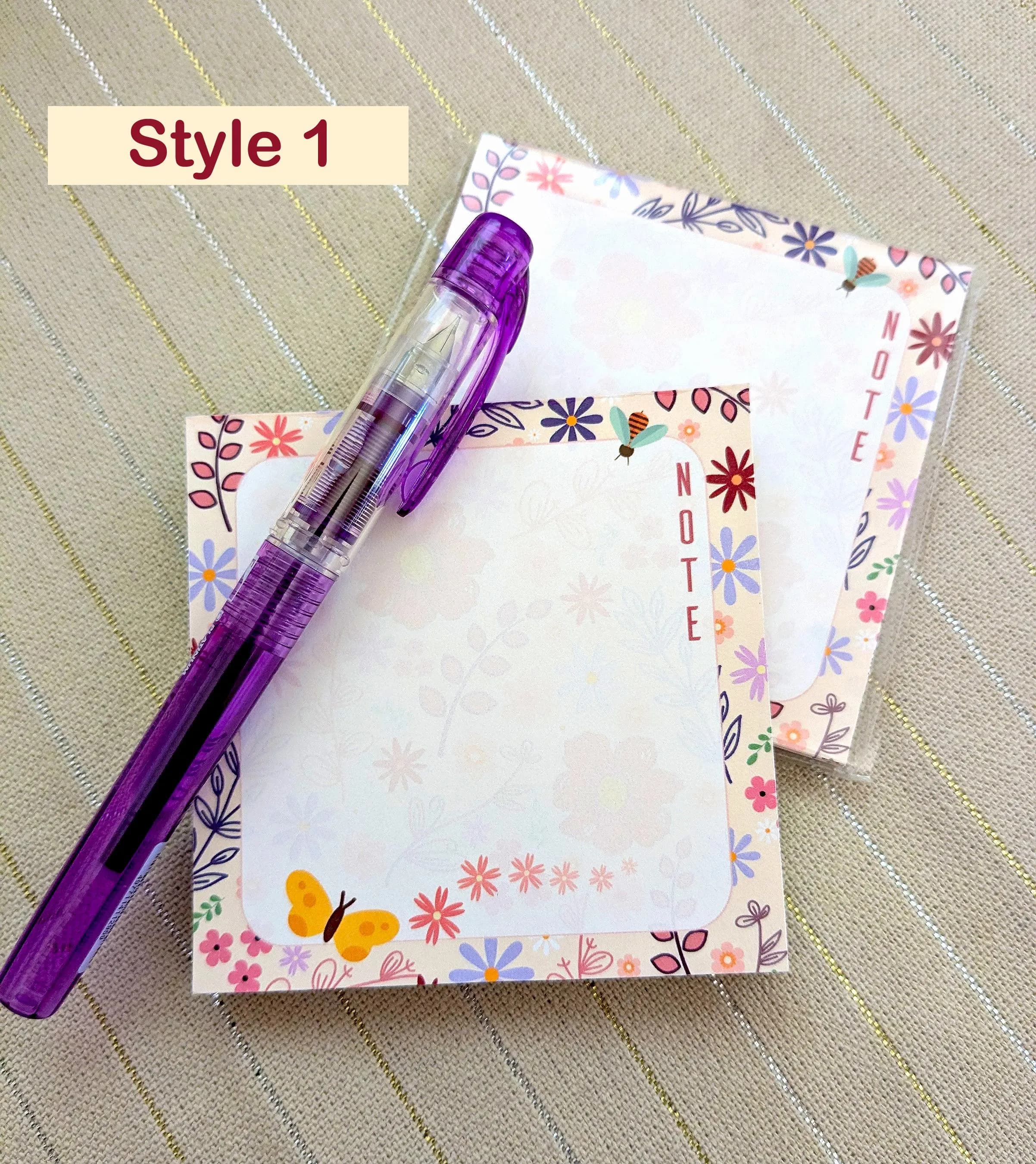 Floral Notepad: Wildflower Memo Pad, Handmade Stationery Tear Away Notes - image 4