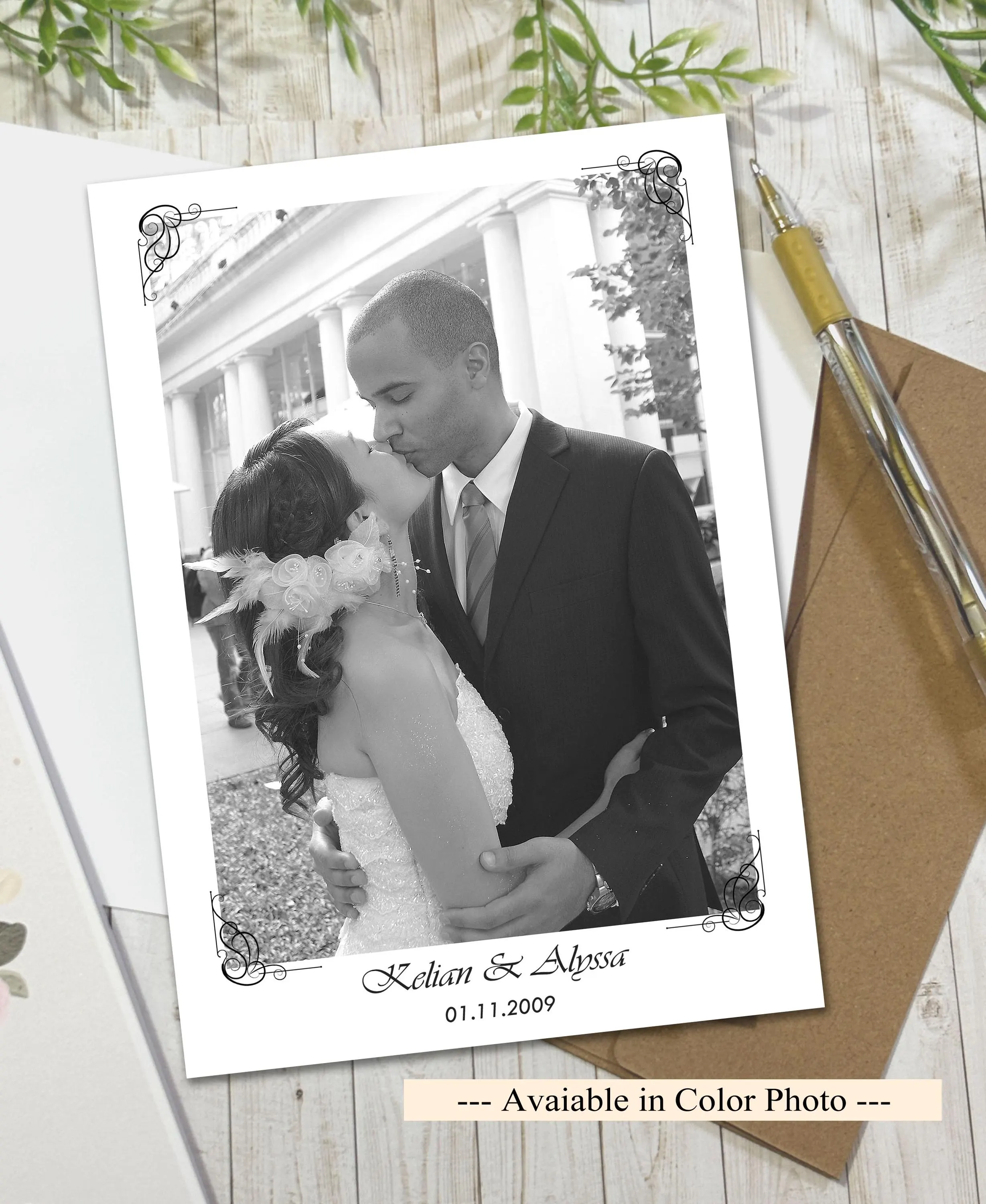 Personalized Photo Wedding Card, Custom Anniversary Love Notecard for Couple 5x7, Professional Printing Services - image 3