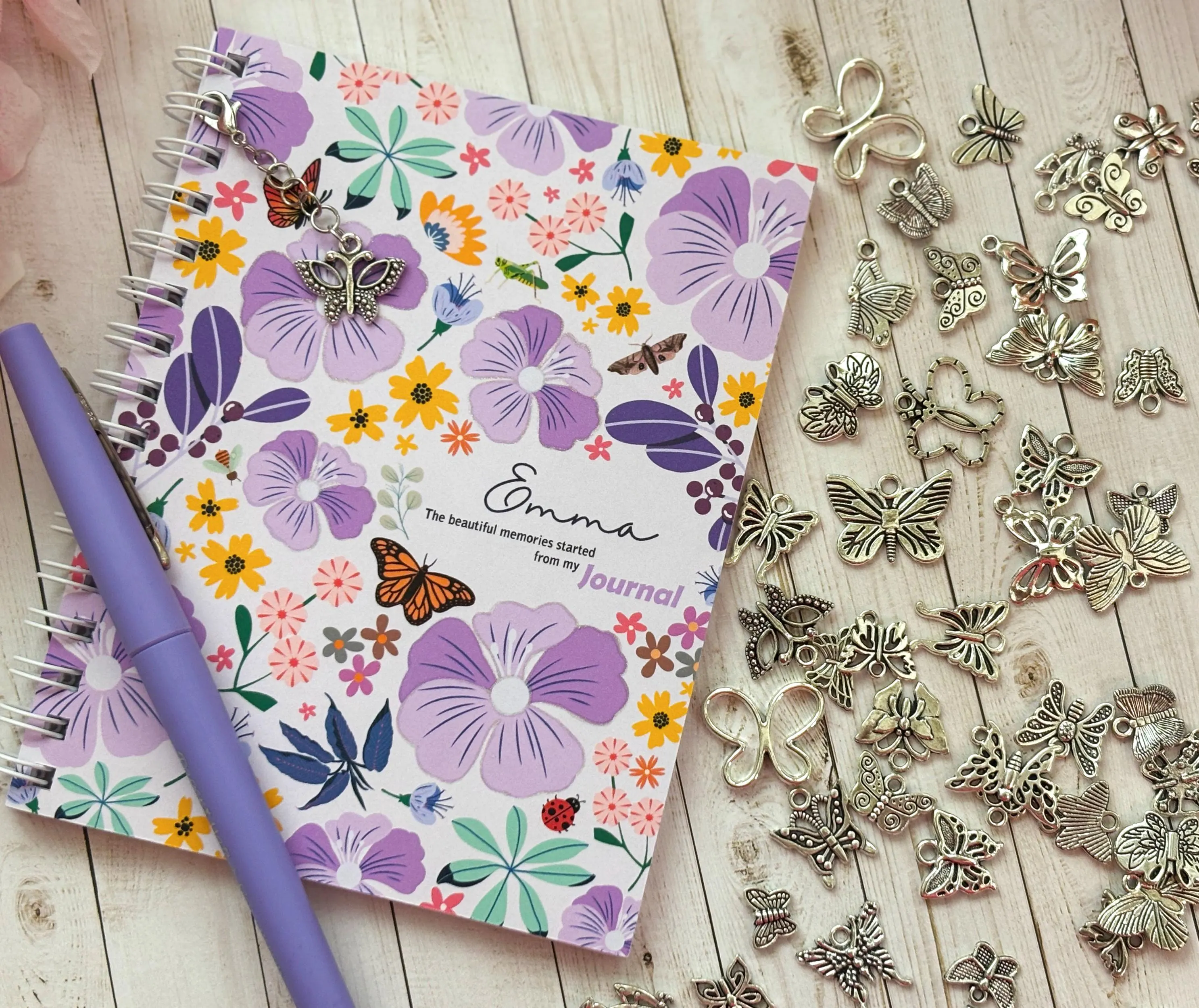 Purple Personalized Wildflowers Journal: Handmade Glittery Notebook for Girls - image 2