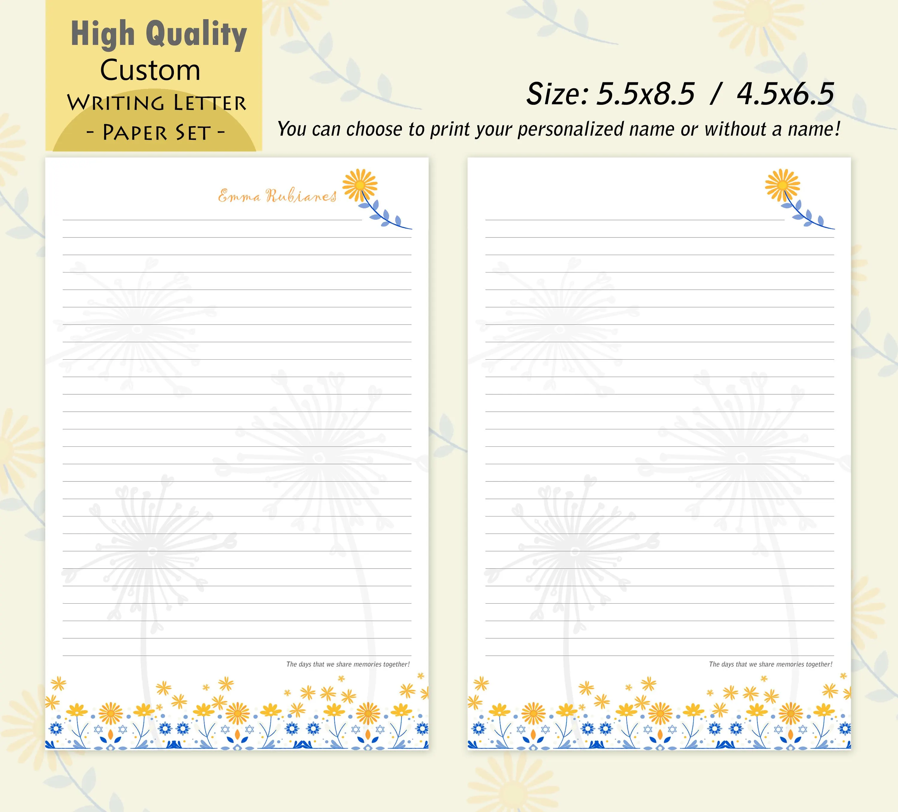 Personalized Yellow Flowers Letter Writing Paper with Envelopes, Handmade Stationery Letters Set - image 4