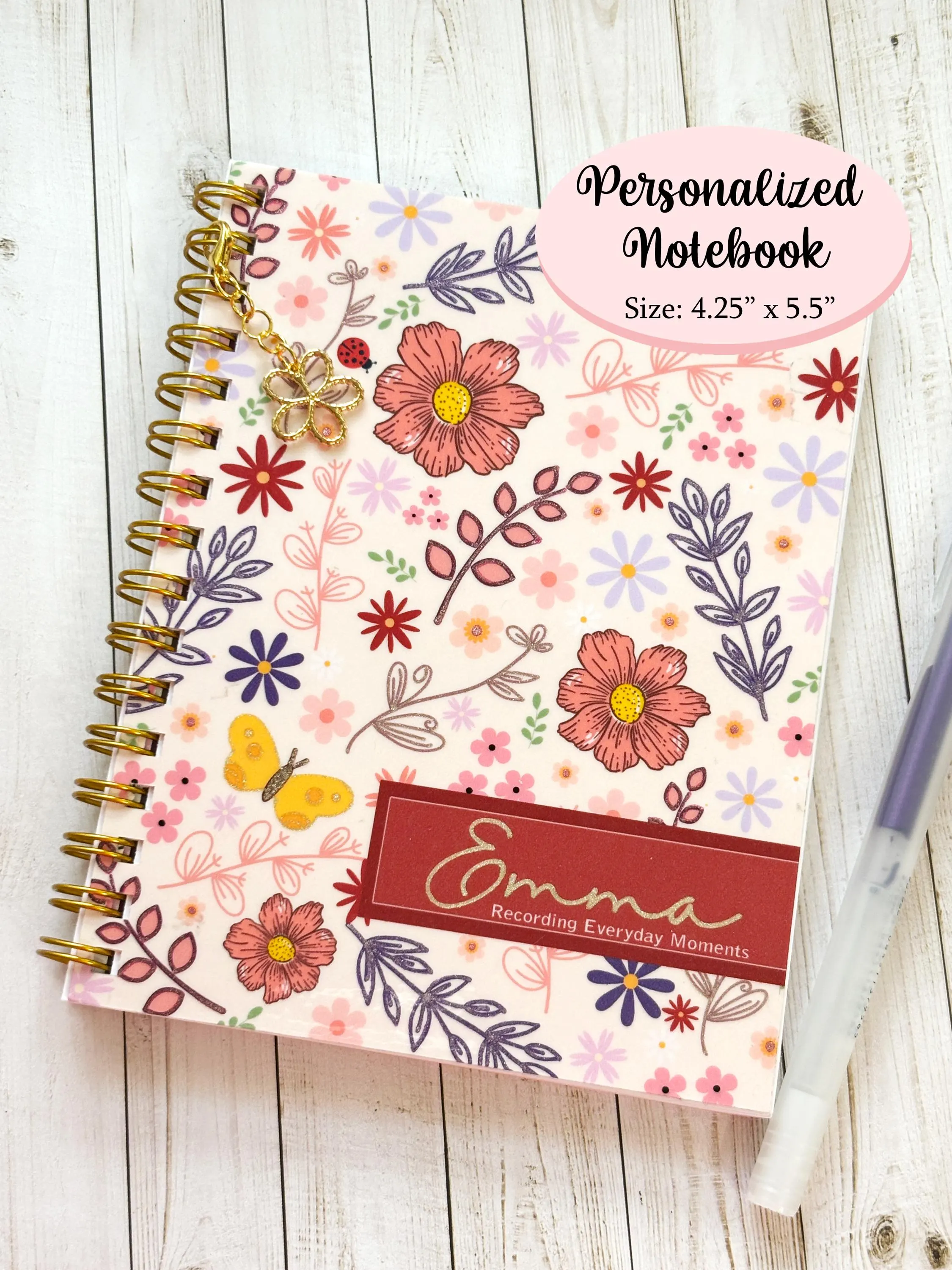 Personalized Floral Stationery Set: Custom Name Notebook & Notepad - image 3