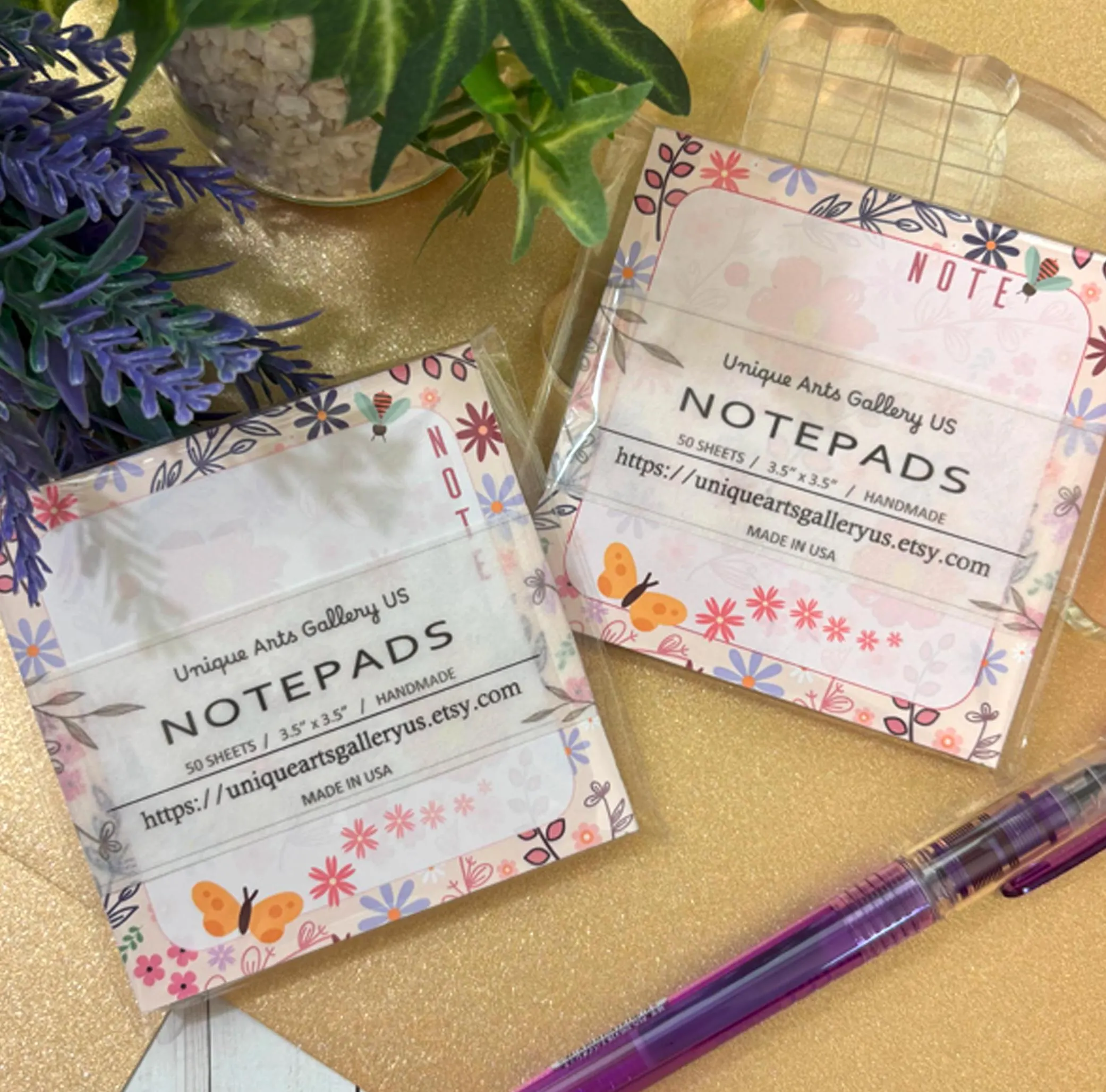 Floral Notepad: Wildflower Memo Pad, Handmade Stationery Tear Away Notes - image 3