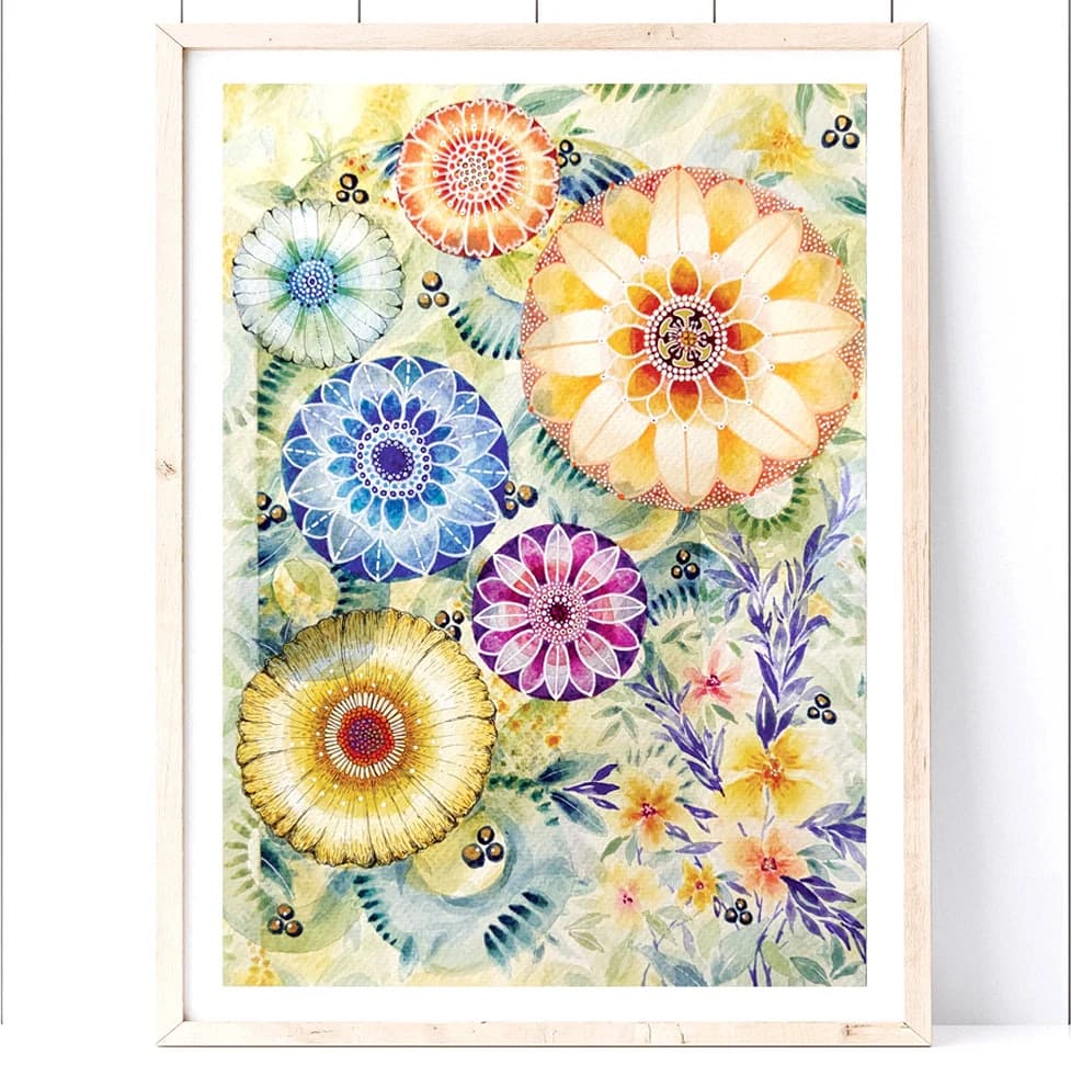 Original Wildflower Watercolor Painting: Abstract Botanical Art (9x12), Holiday Gifts for Family