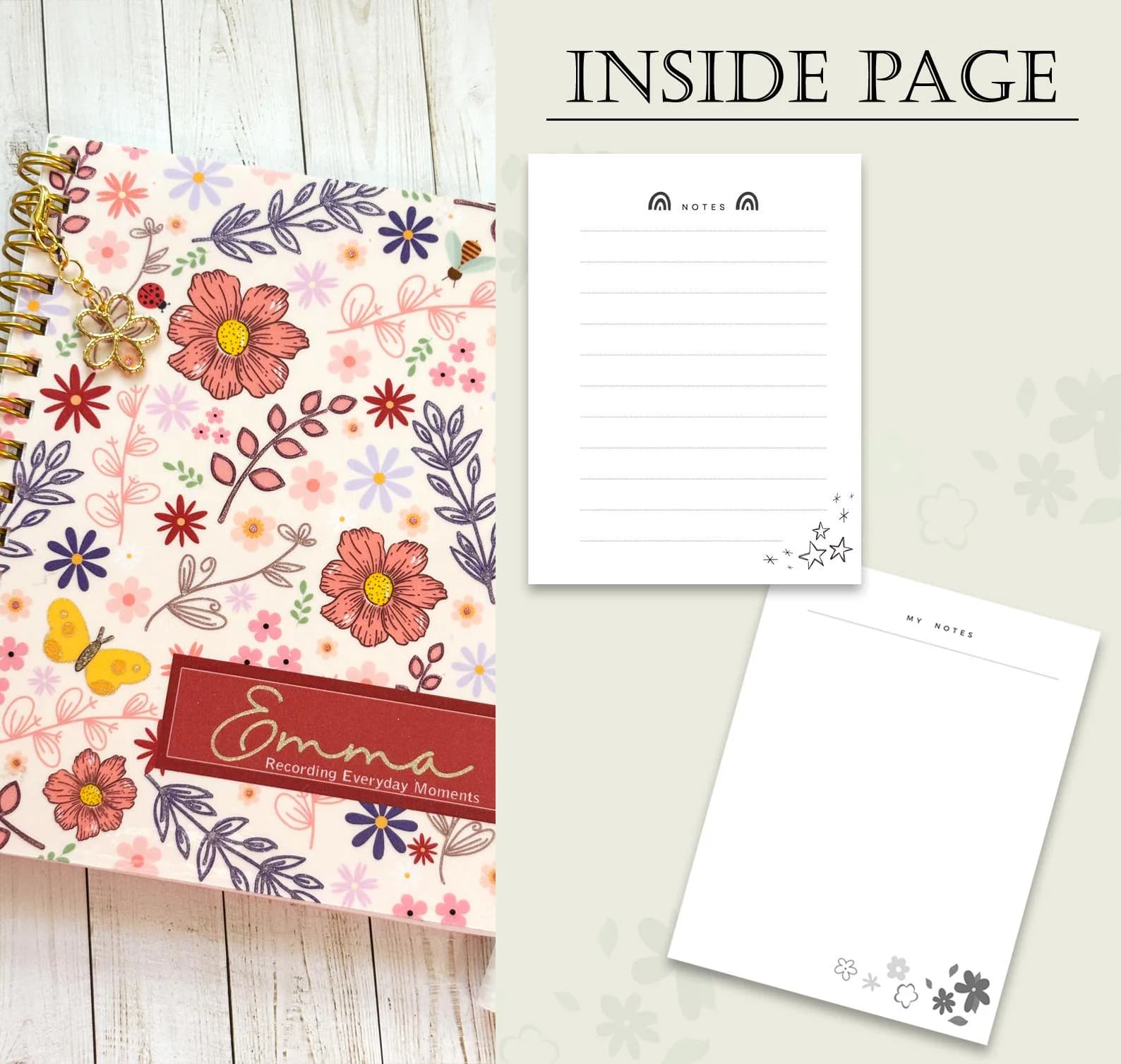 Personalized Floral Stationery Set: Custom Name Notebook & Notepad - image 5