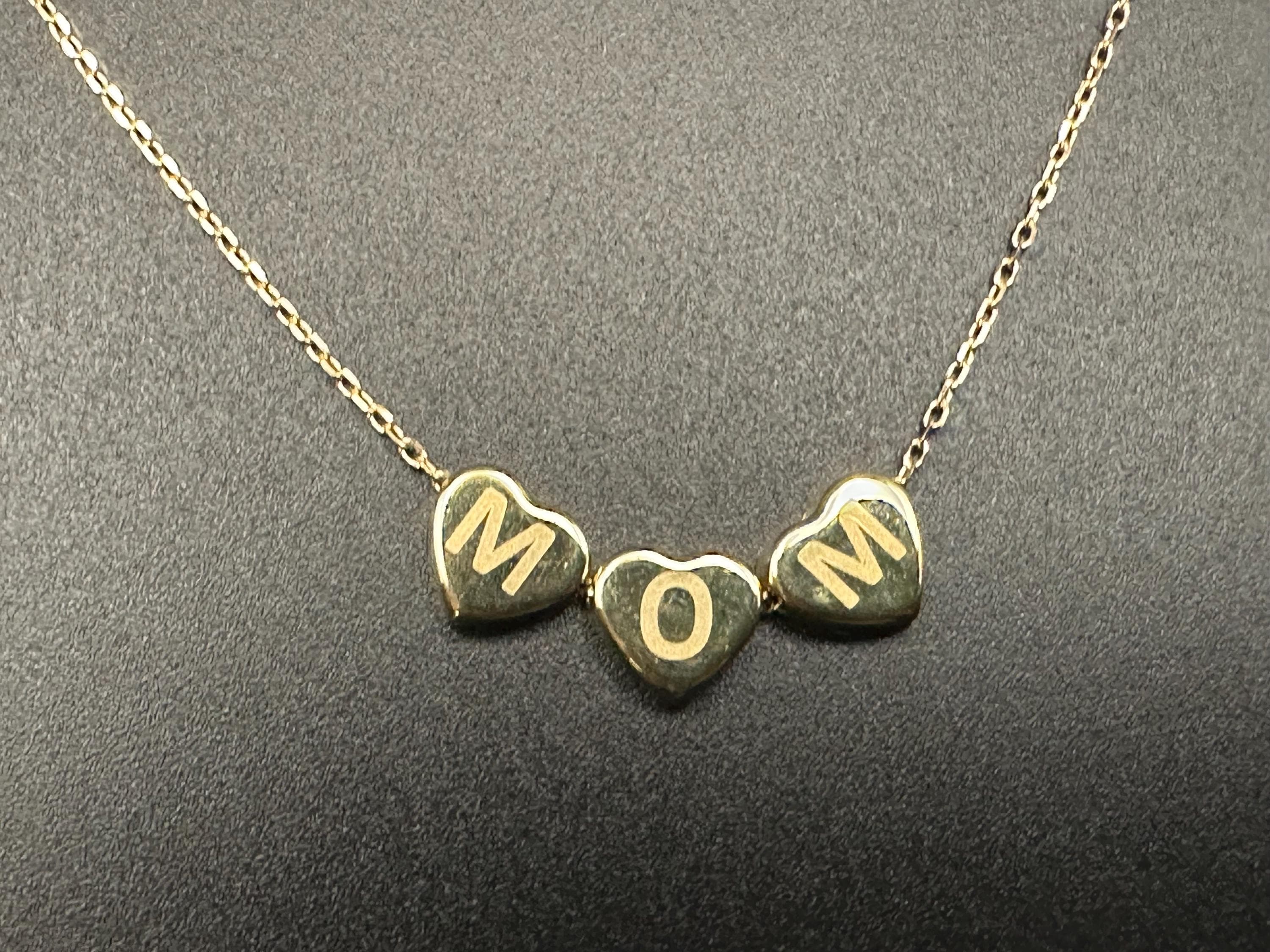 10k Yellow Gold Triple Heart Mom Necklace with Adjustable Chain - image 4