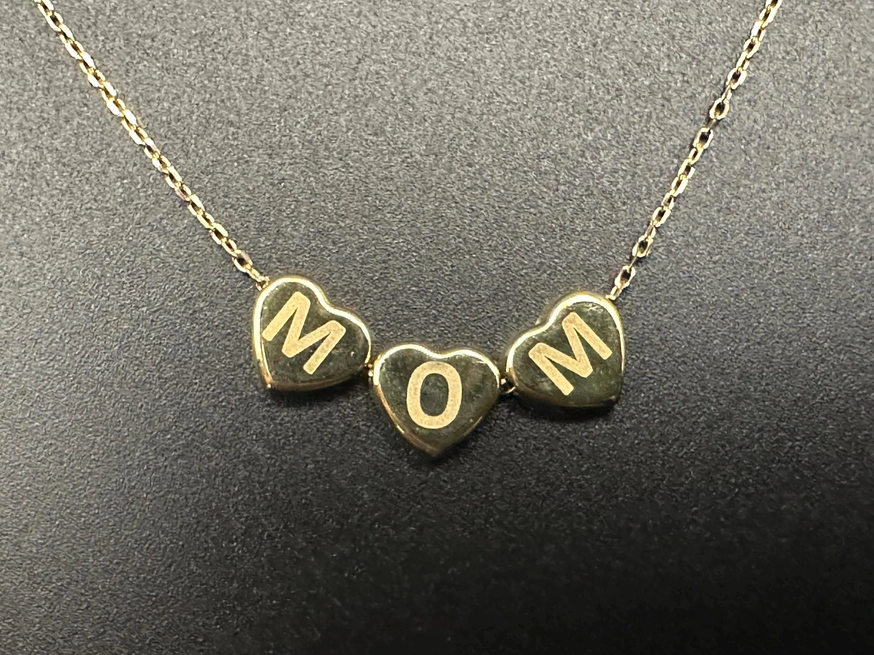 10k Yellow Gold Triple Heart Mom Necklace with Adjustable Chain - image 5