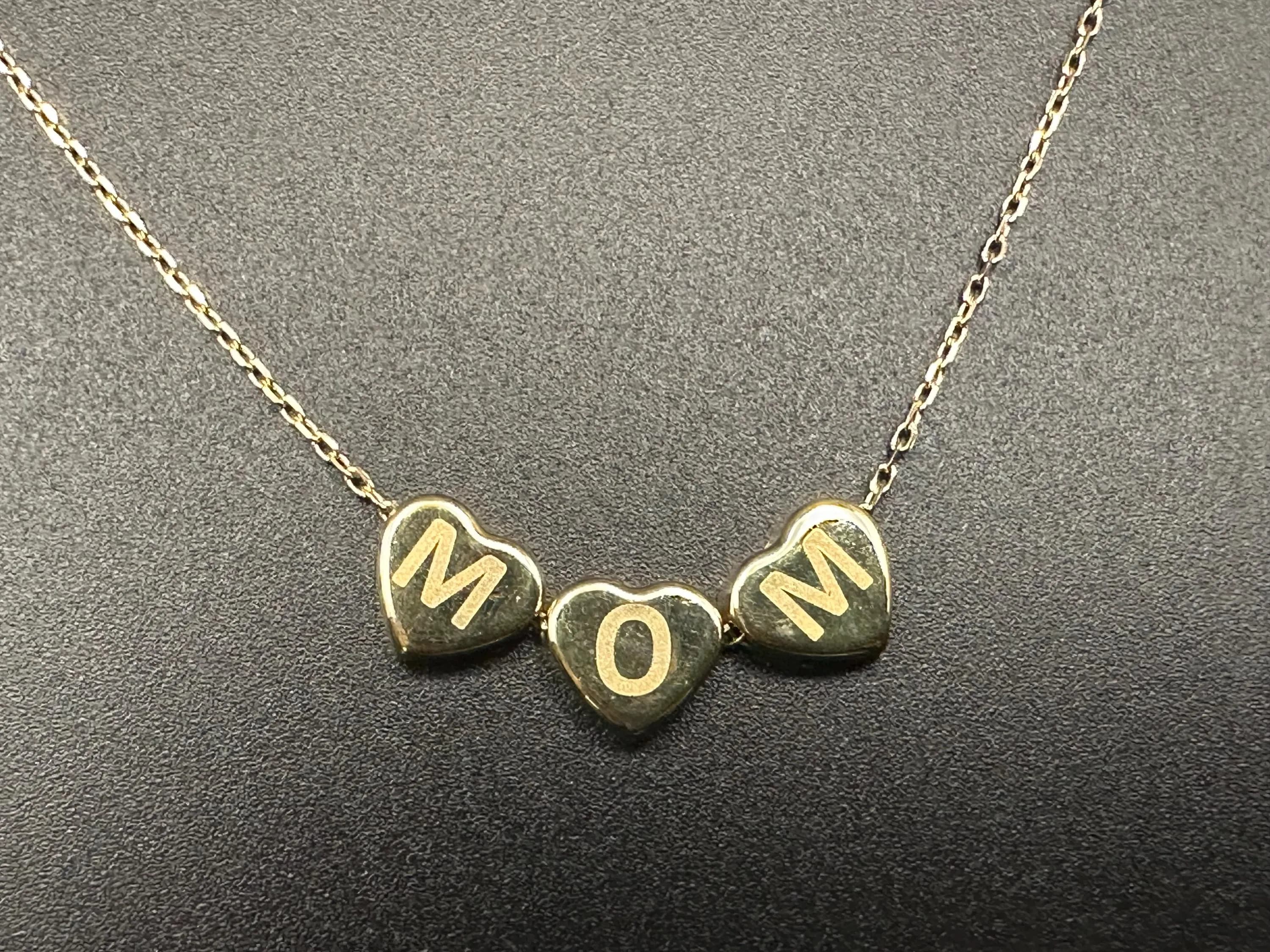 10k Yellow Gold Triple Heart Mom Necklace with Adjustable Chain - image 3