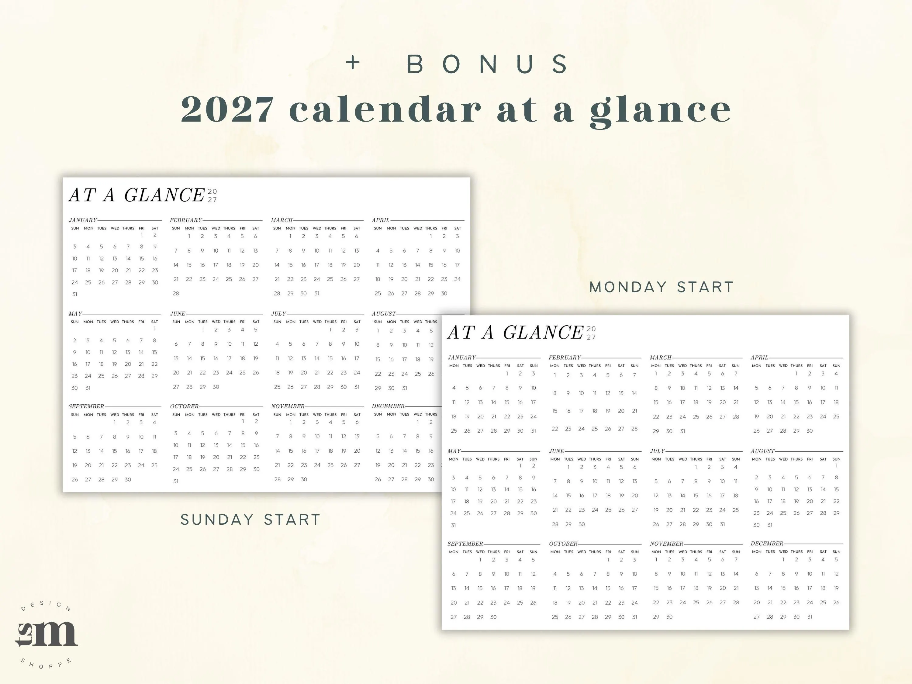 2026 Calendar Printable | Monthly Calendar Pages | Letter Size, Landscape PDF | Sunday & Monday Start - image 2