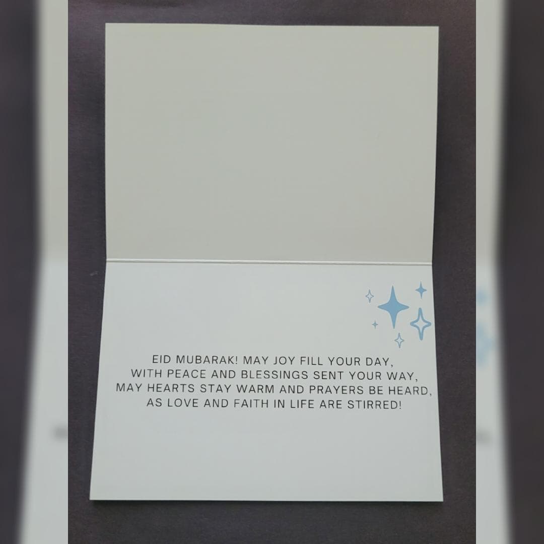 Eid Mubarak Card With Poem | A5 Islamic Greeting | Mosque Tulip Design - image 2