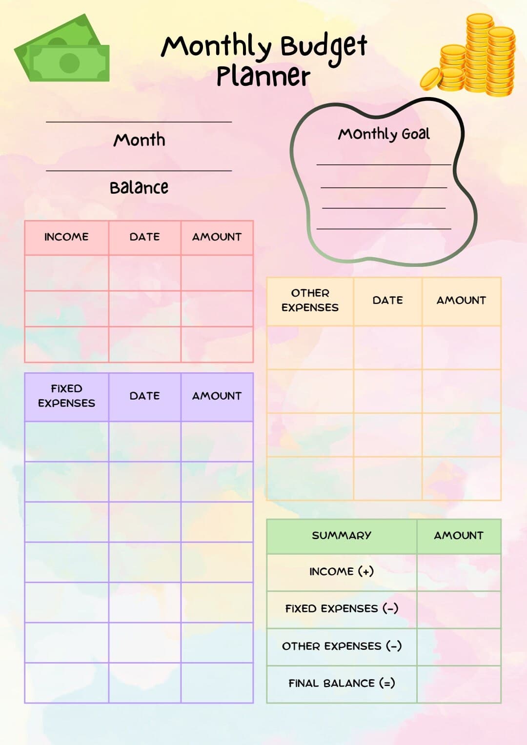Monthly Budget Planner | Fillable Finance Overview | Printable PDF - image 3