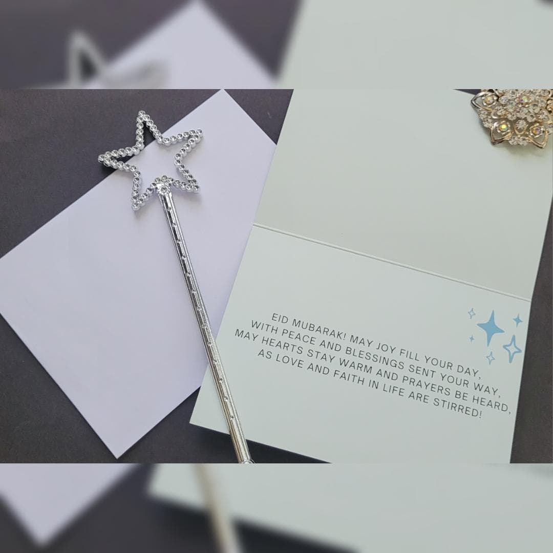 Eid Mubarak Card With Poem | A5 Islamic Greeting | Mosque Tulip Design - image 4