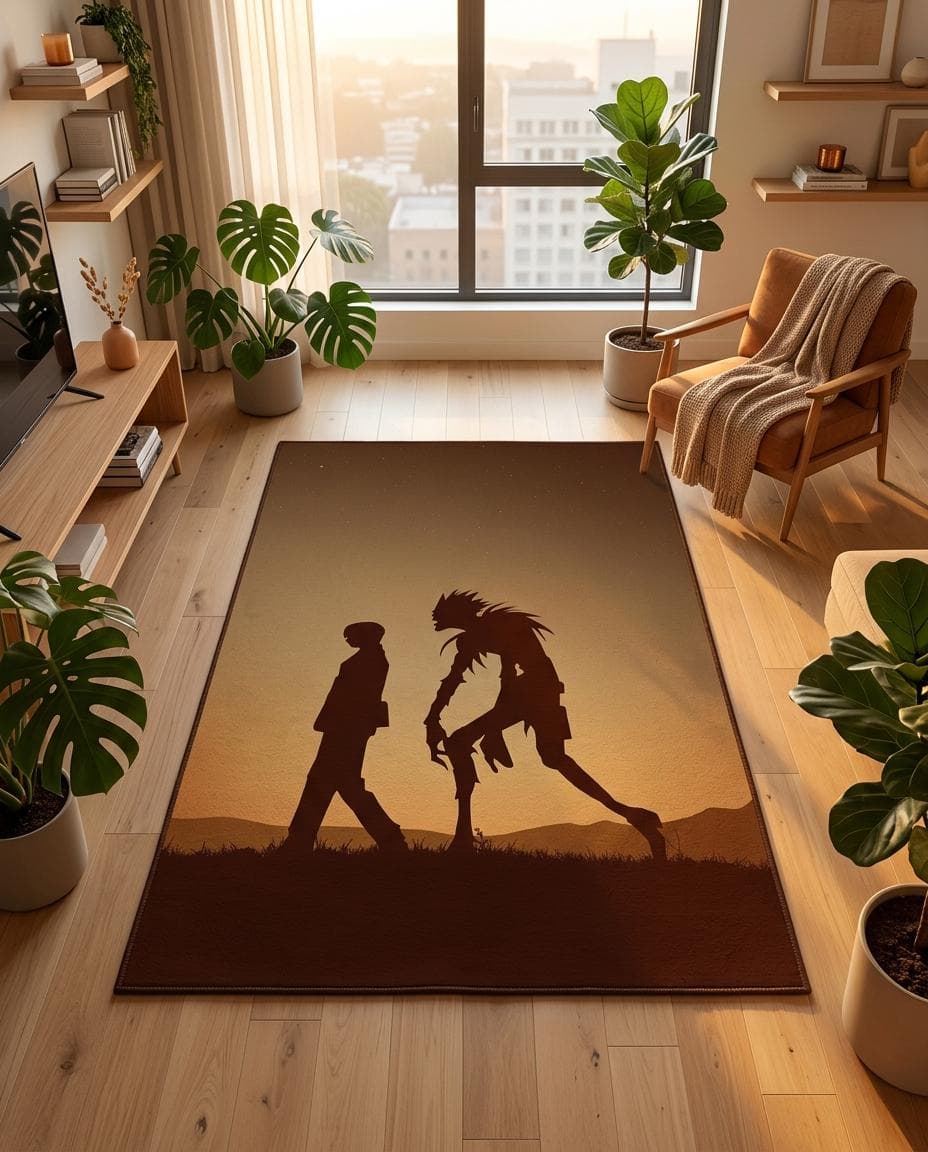 Anime Character Silhouettes Area Rug, Shinigami Art, Game Room Decor, Otaku Gift