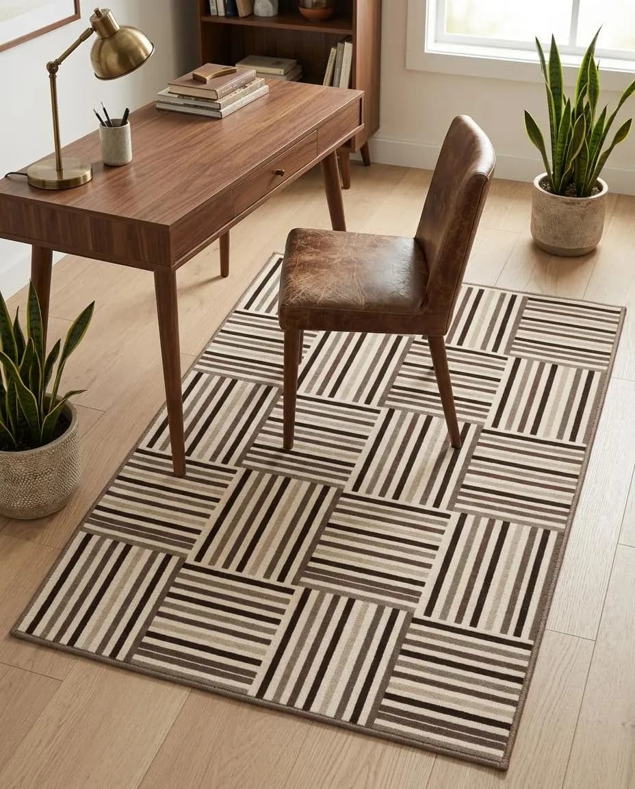 Alternating Striped Grid Pattern area rug with brown, beige, cream, taupe design, modern minima. Alternating Striped Grid Pattern area rug mit brown, beige, cream, taupe Design, modern minimal. Area Rug alternating striped grid pattern au design brown, beige, cream, taupe, décor modern mi. Area Rug alternating striped grid pattern con diseño brown, beige, cream, taupe, decoración mod. Area Rug alternating striped grid pattern con design brown, beige, cream, taupe, arredo modern.
