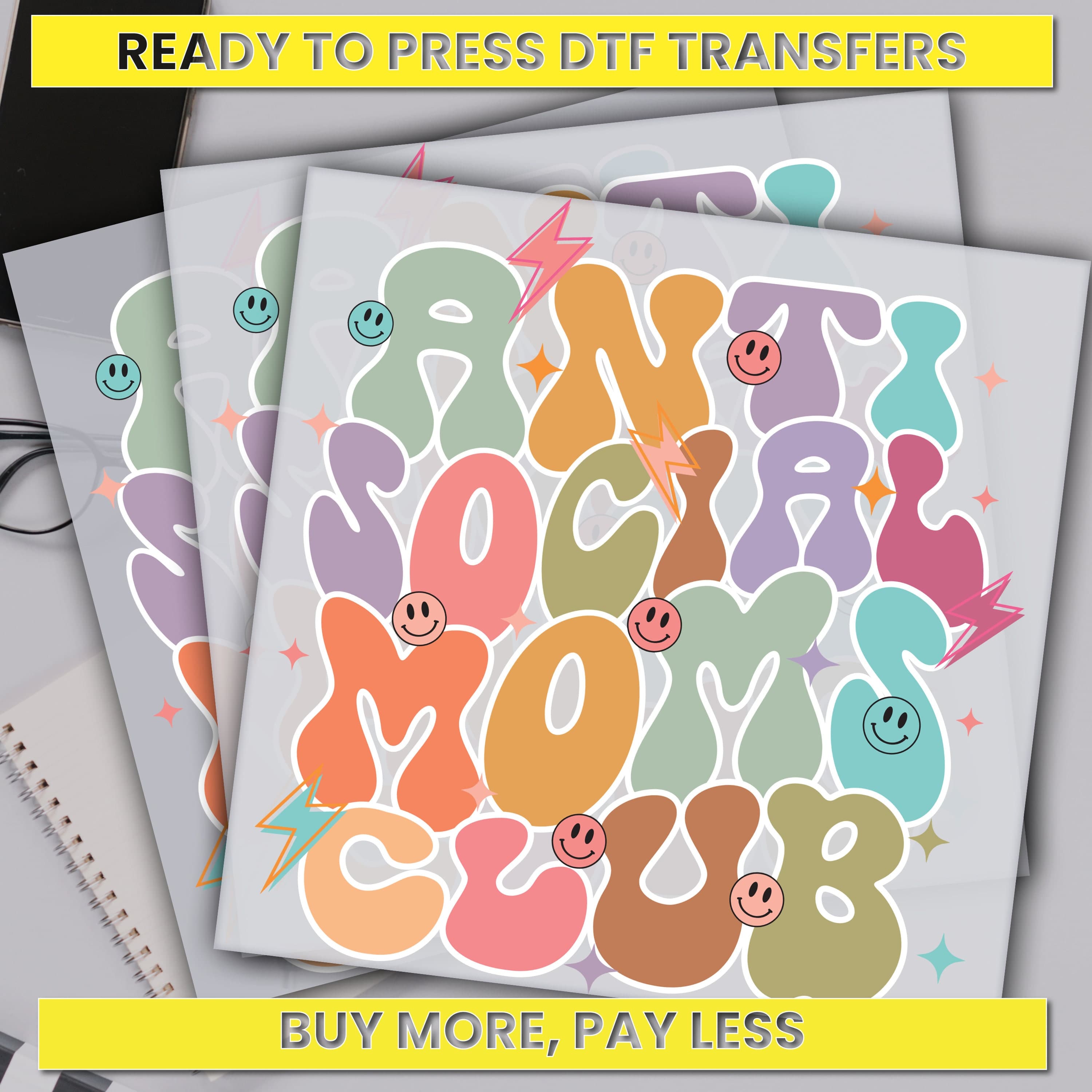Anti Social Moms Club,Antisocial Mom Dtf Transfer,Mother's Day Gift Ready For Press,Custom Dtf Transfers,Full Color Heat Transfer,DTF Prints