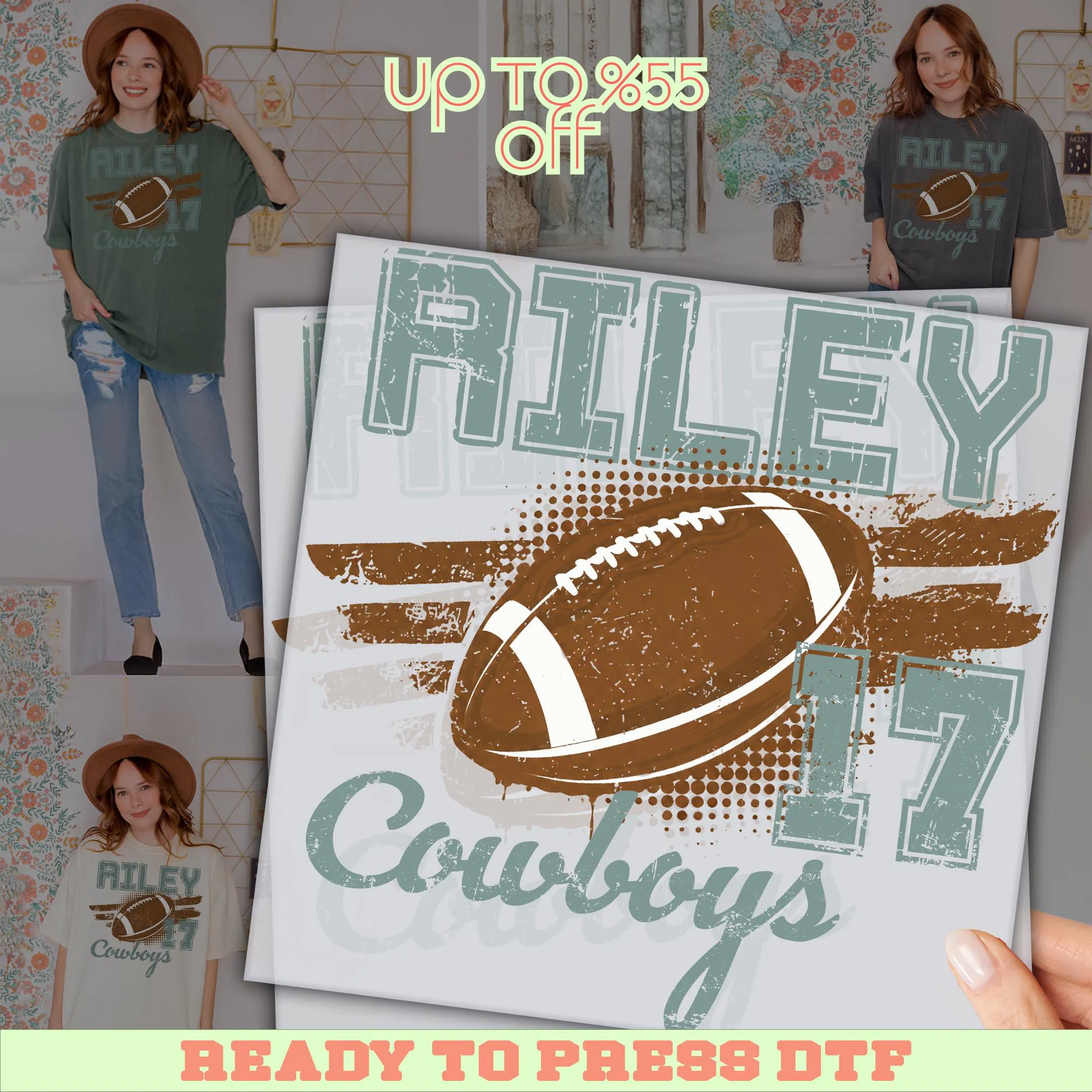 Custom Mascot Dtf Transfers, Personalized Football DTF, Gift For Football Fan Ready For Press - image 4