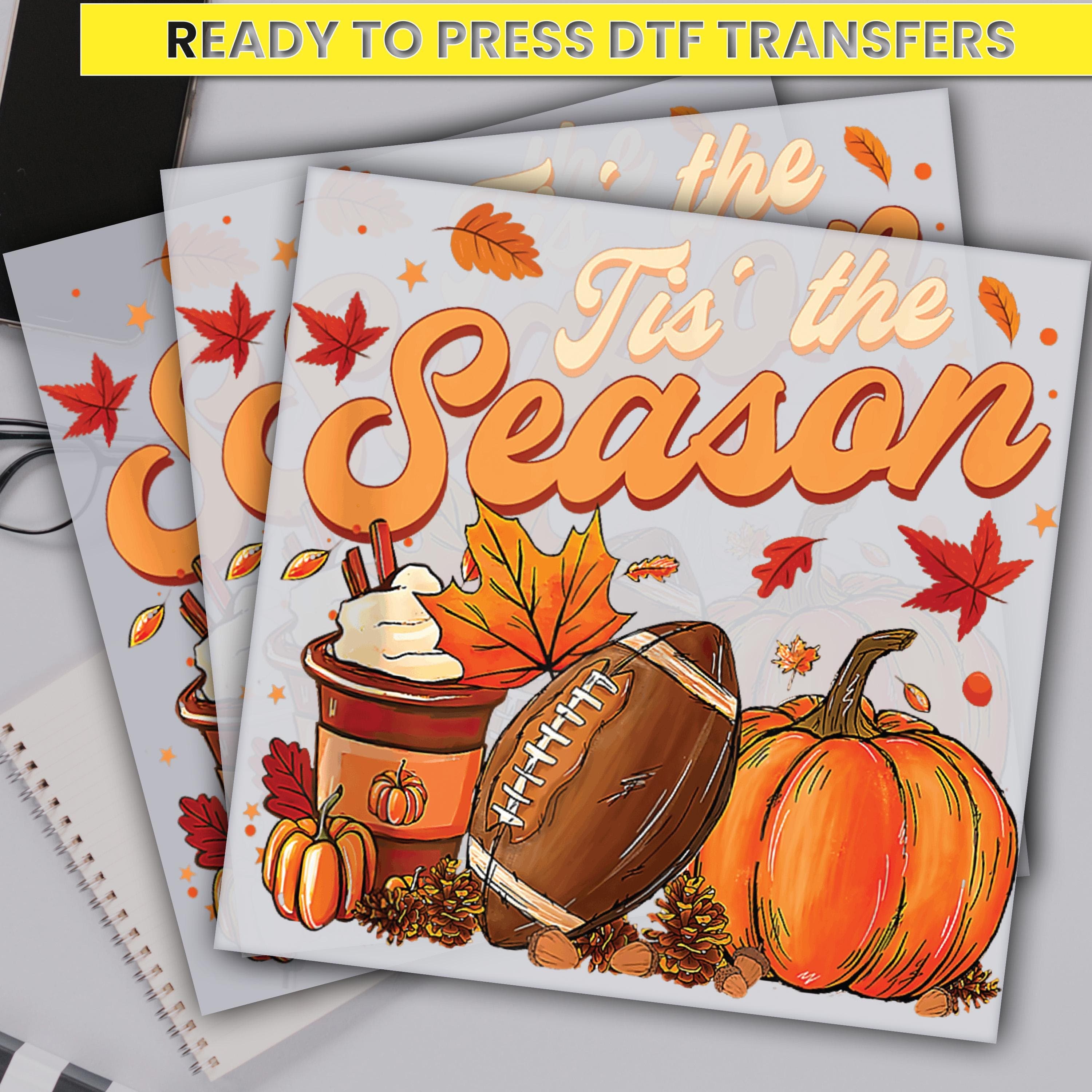 Tis The Season Dtf Transfers, Football Leaves Lattes & Pumpkin Dtf Prints, Ready For Press, Custom Dtf Transfers, Full Color Heat Transfers - image 3
