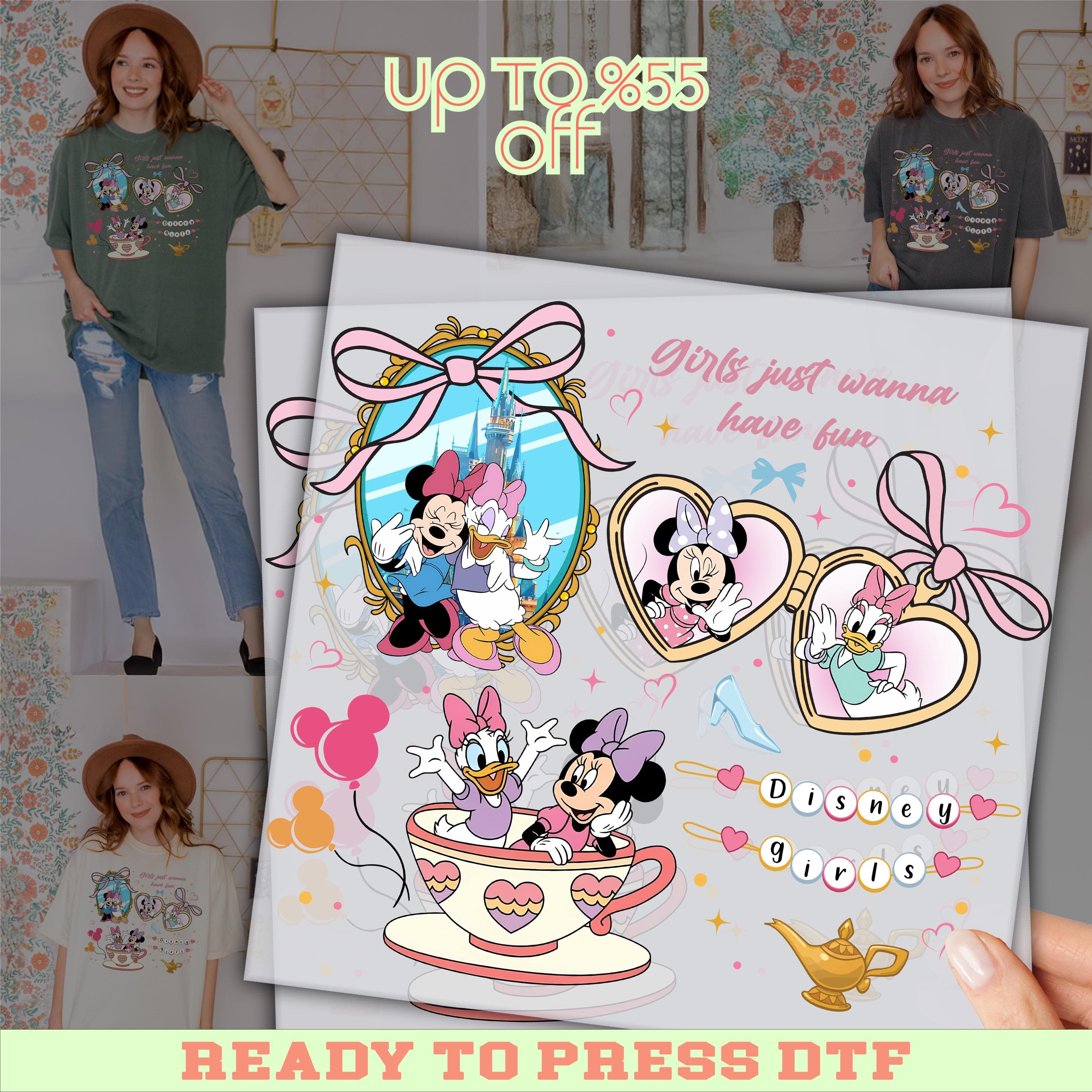 Disney Girls Girls Just Wanna Have Fun Dtf Transfer, Disney Summer Vibes, DTF Prints