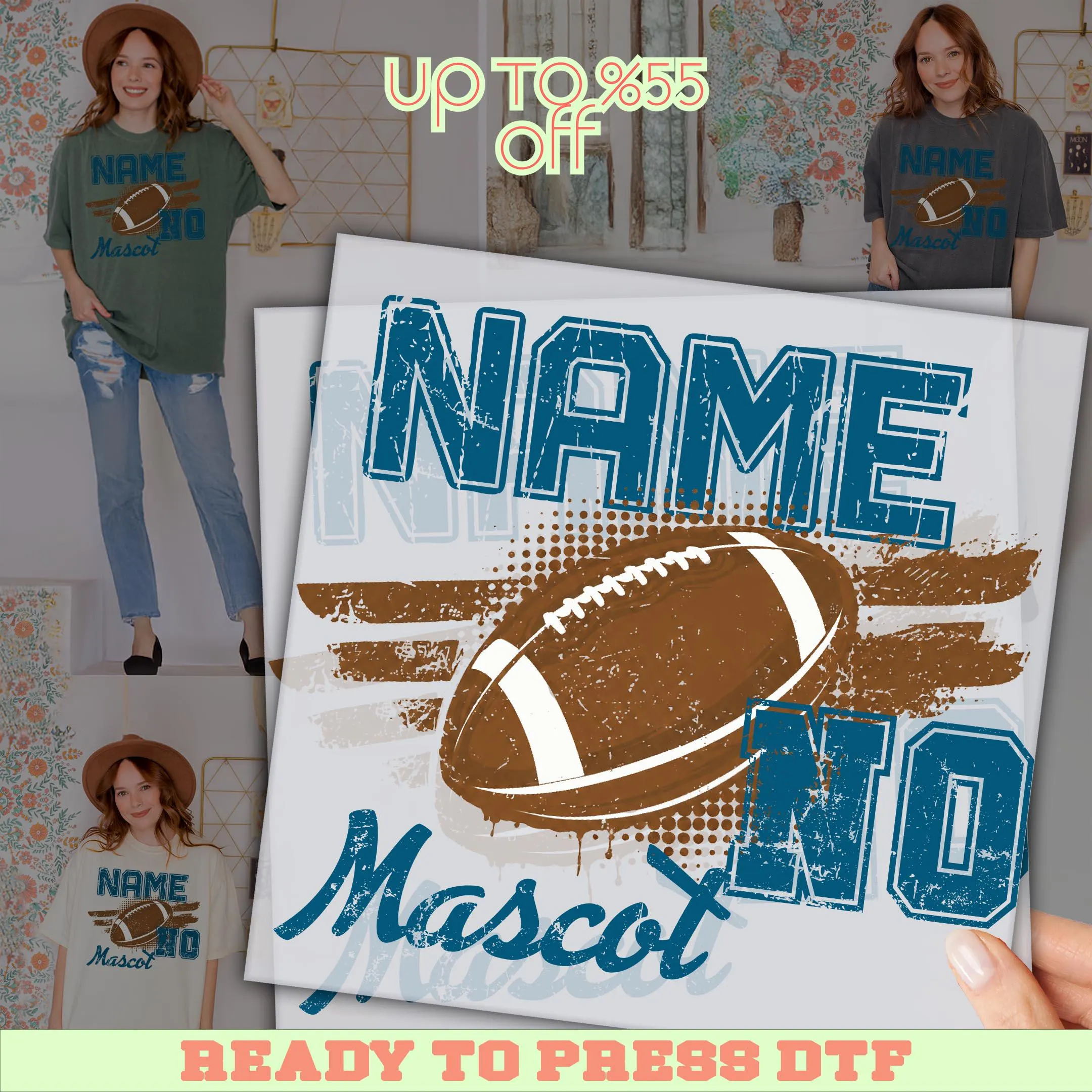 Custom Mascot Dtf Transfers, Personalized Football DTF, Gift For Football Fan Ready For Press - image 3