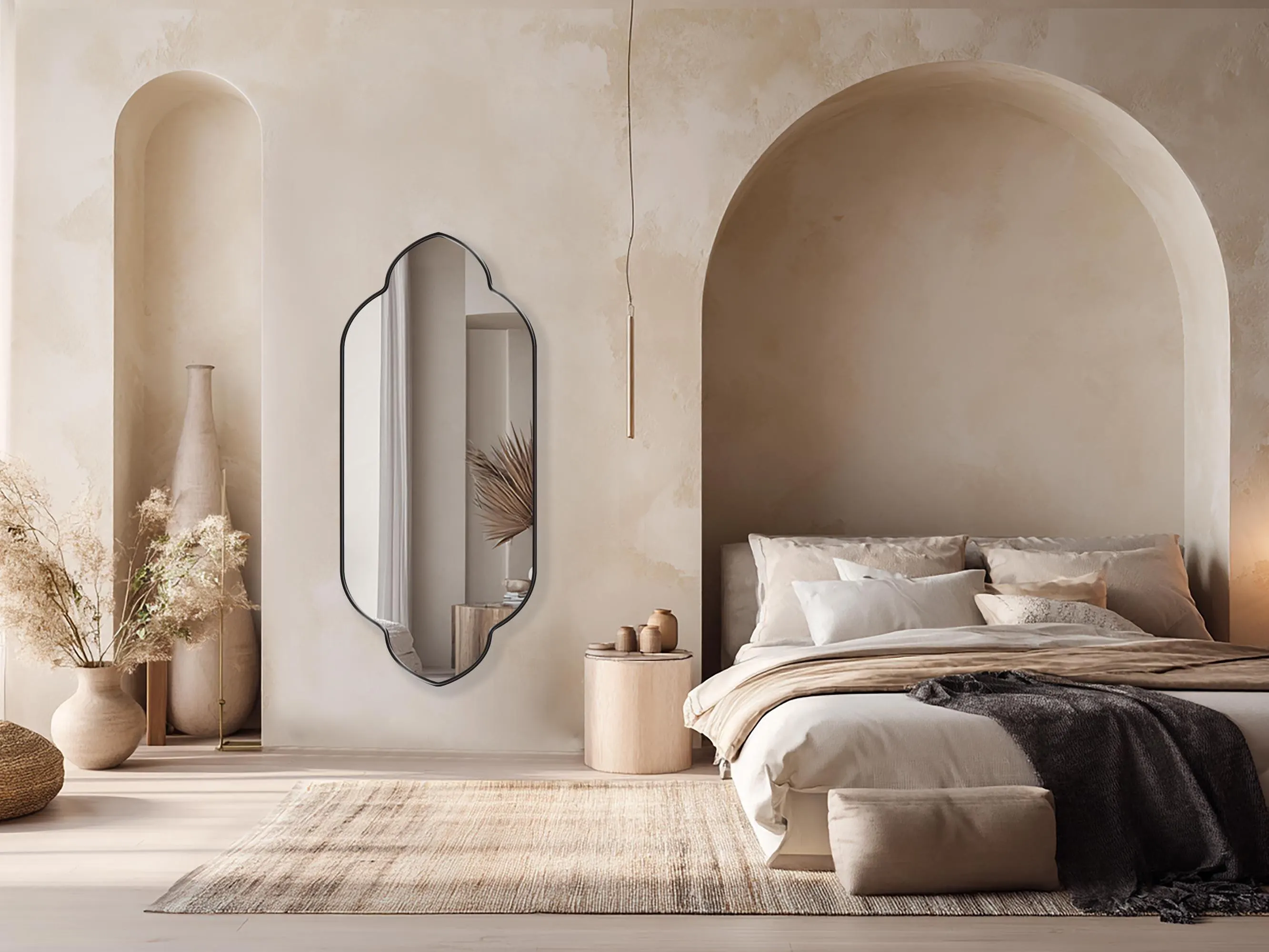 Zafira Mirror by Asmiro – Moroccan Style Arched Wall Mirror, Double Arch Vanity Mirror, Bohemian Decor Mirror, Full Length Oriental Mirror