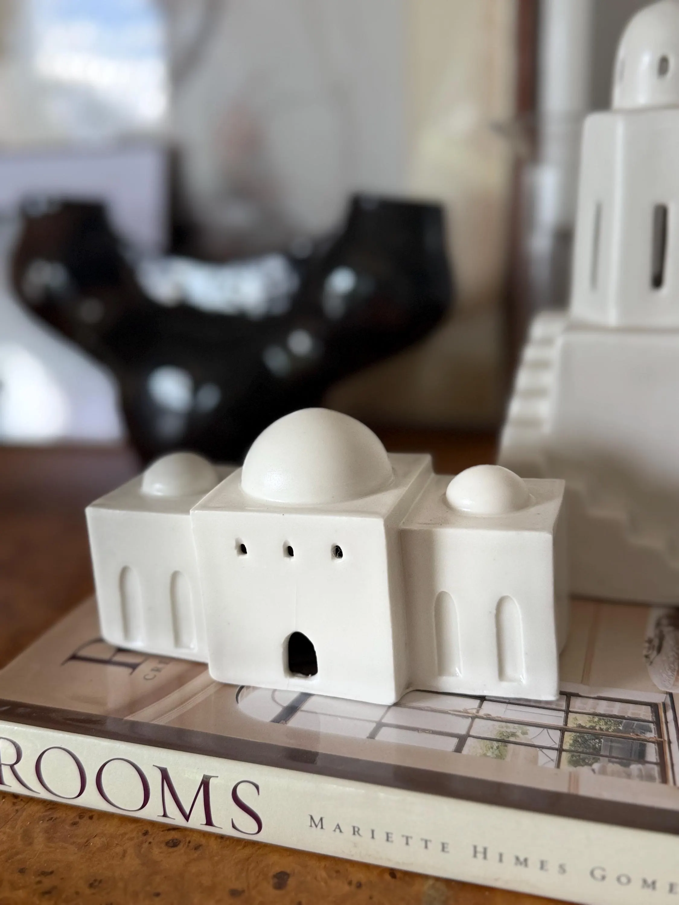 Handmade Porcelain Mosque Sculpture: Ramadan Islamic Art Decor, No Crescent