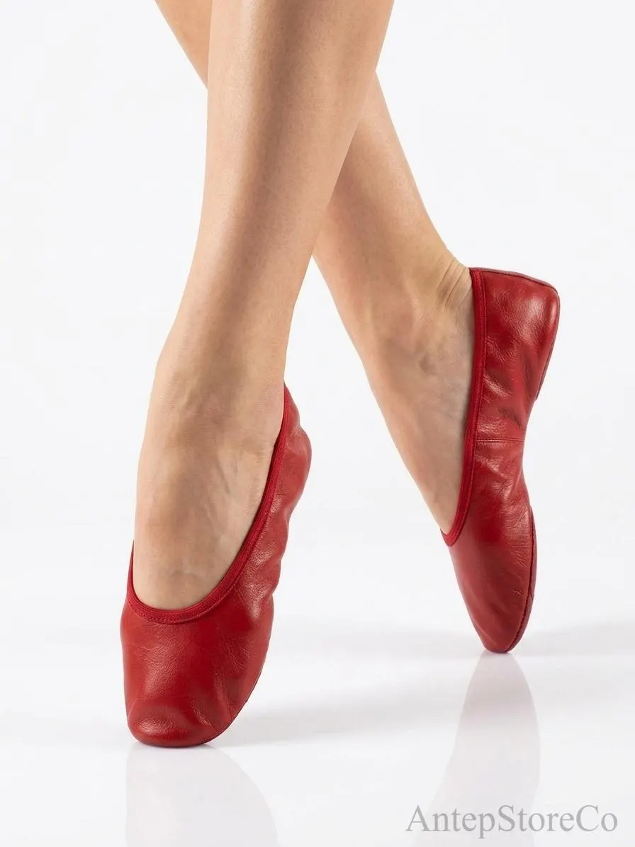 Red Handmade Georgian Leather Dance Shoes, Folk Ballet Flats, Hand-Stitched Slippers (EU 24-44) - image 4