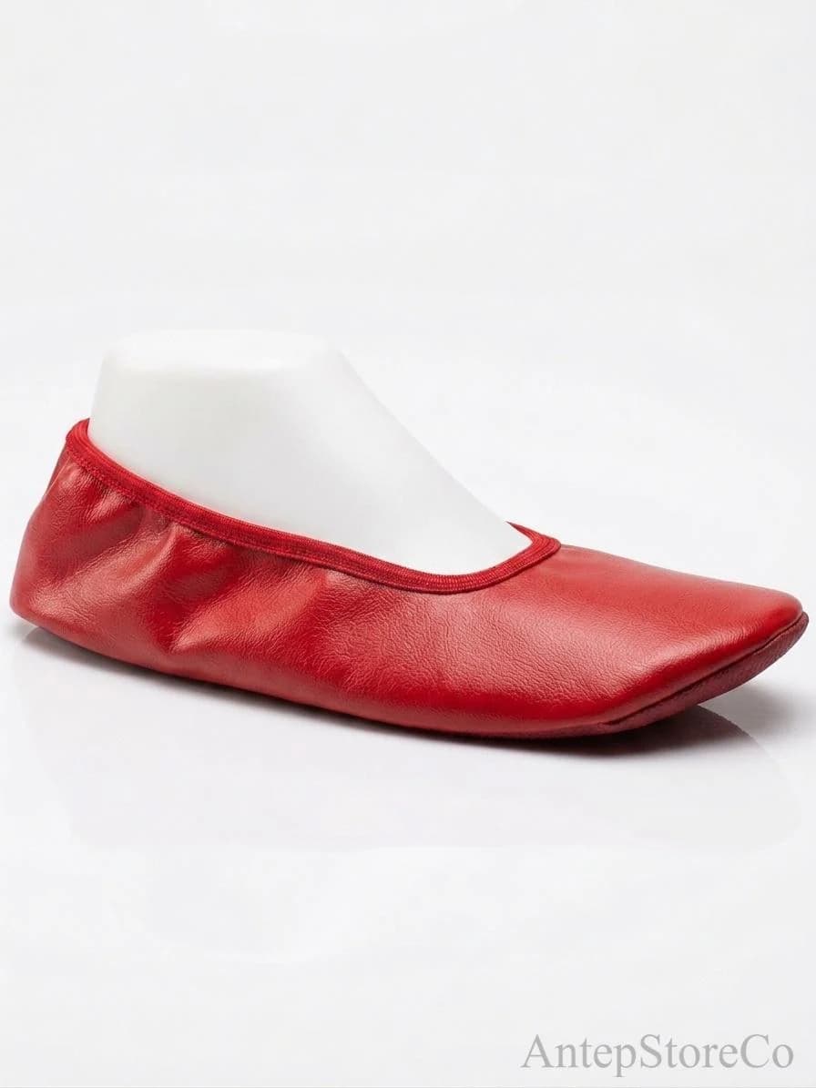 Handmade Red Leather Georgian Dance Shoes, Folk Ballet Slippers (Women, Men, Kids)