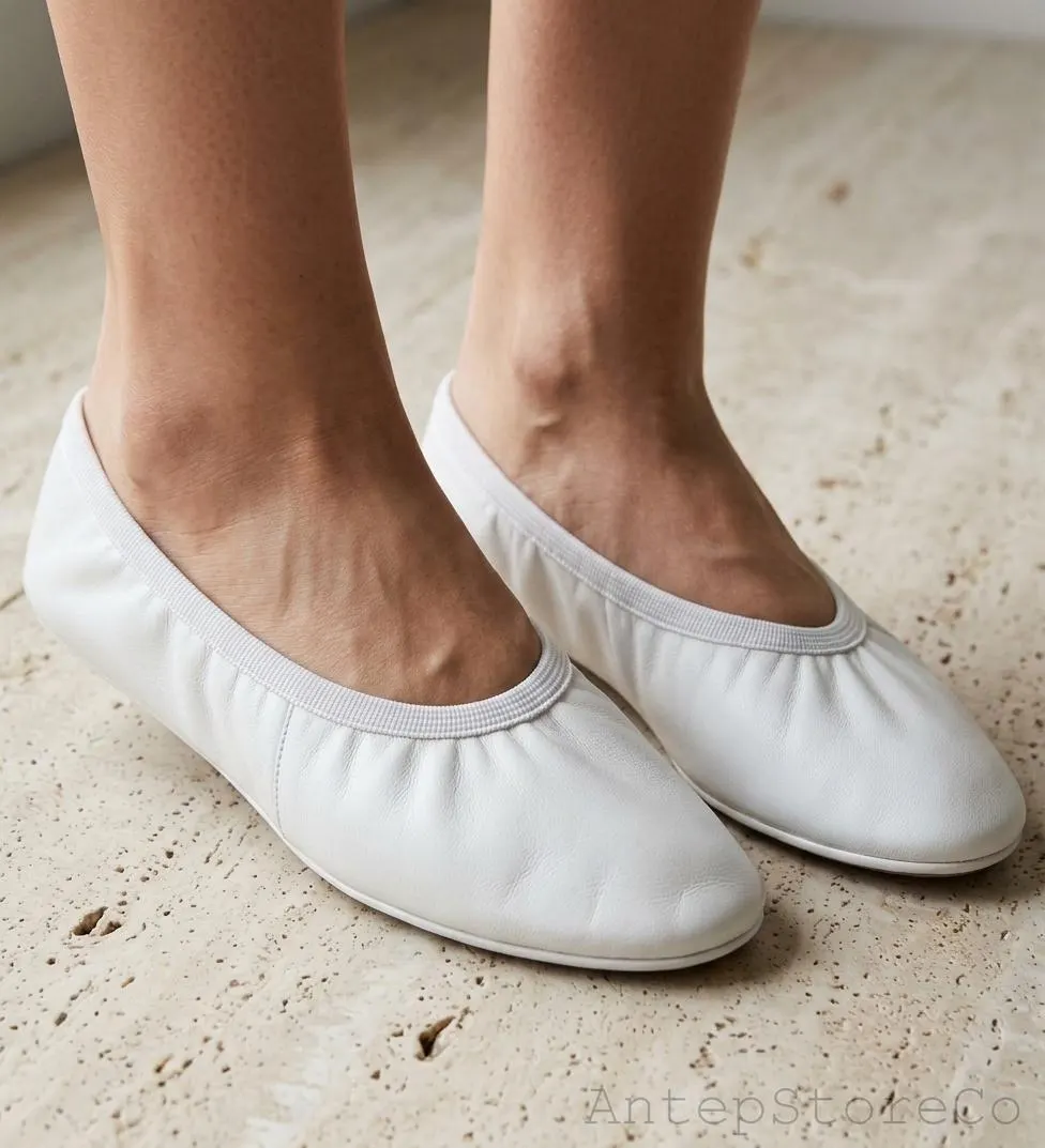 Handmade Genuine Leather Georgian Dance Shoes, Folk Ballet Slippers (White) - image 5