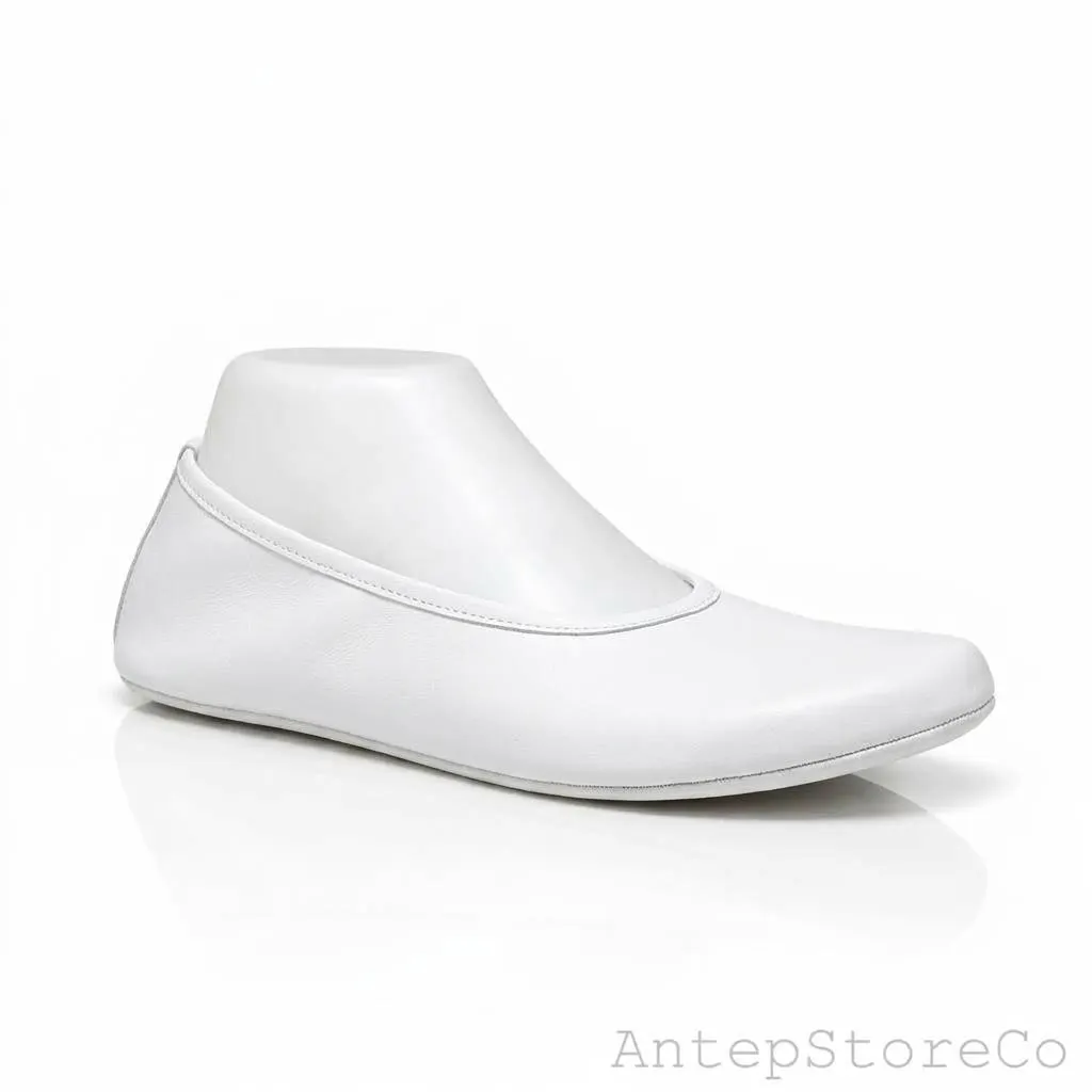 Handmade White Leather Georgian Dance Shoes, Folk Ballet Slippers (All Sizes)