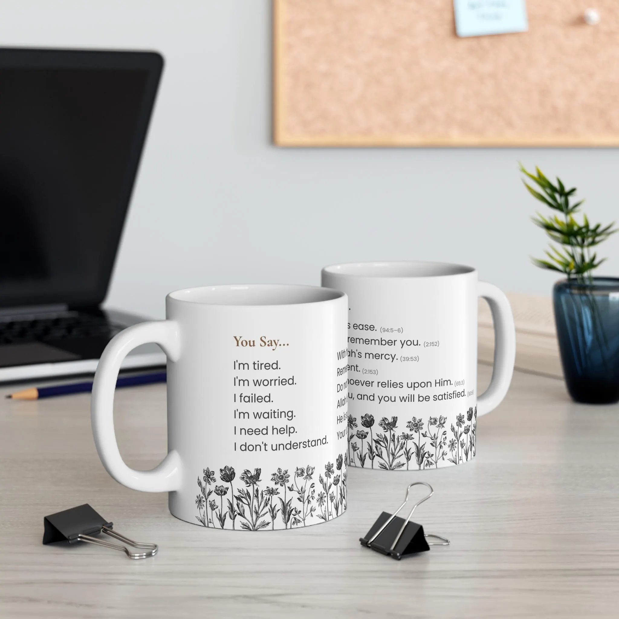 You Say Allah Says Mug, Islamic Motivational Coffee Mug, Quran Reminder Mug, Floral Muslim Gift, Inspirational Ceramic Cup - image 4