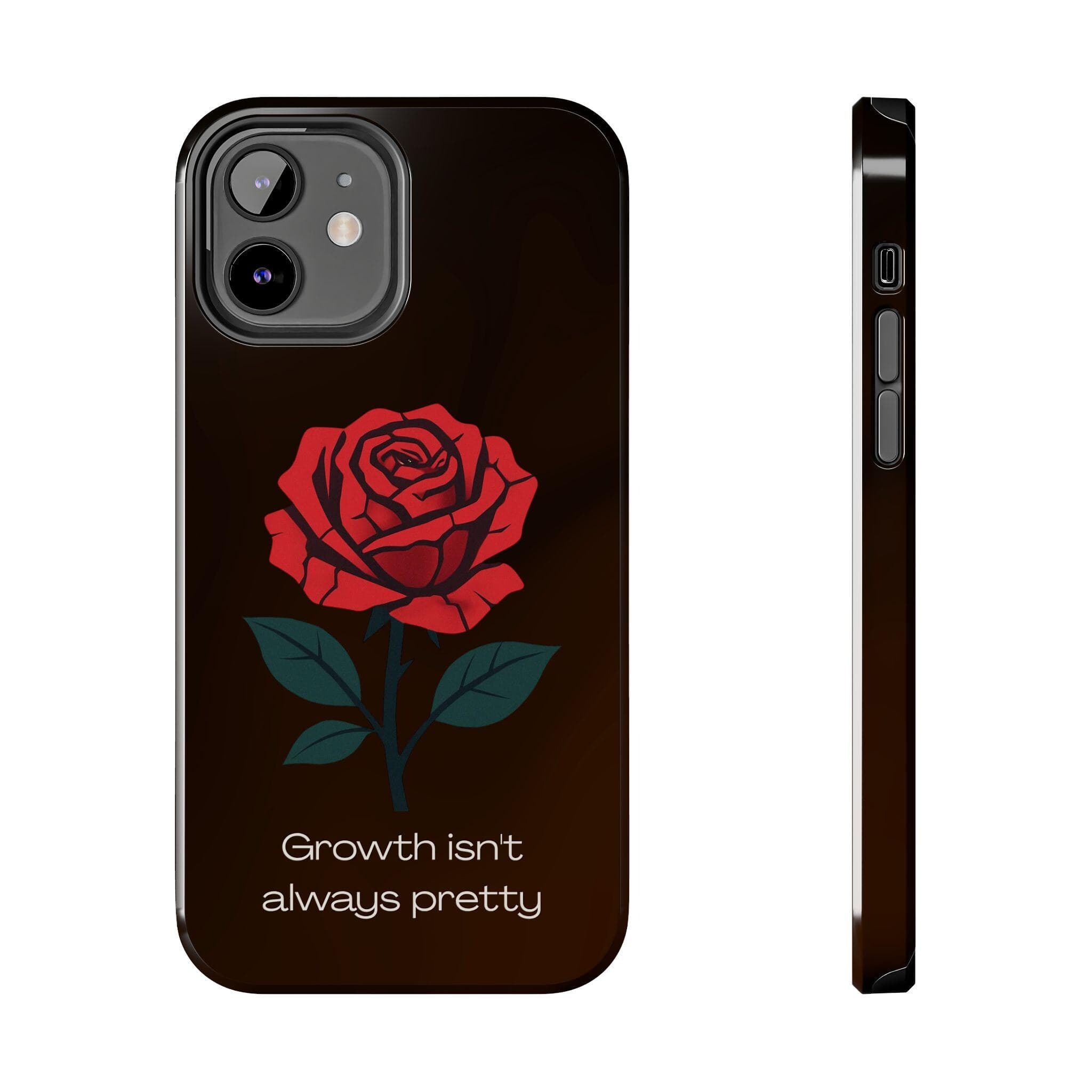 Cracked Rose Phone Case, Growth Isn't Always Pretty, Dark Brown Aesthetic Case, Resilience Quote Cover, Gothic Floral - image 5
