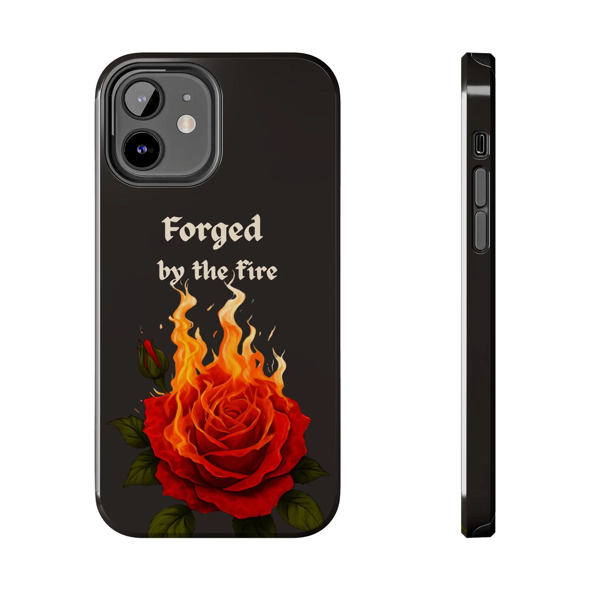 Burning Rose Phone Case, Forged by the Fire, Ash Grey Aesthetic Cover, Gothic Floral Phone Case, Resilience Quote - image 5